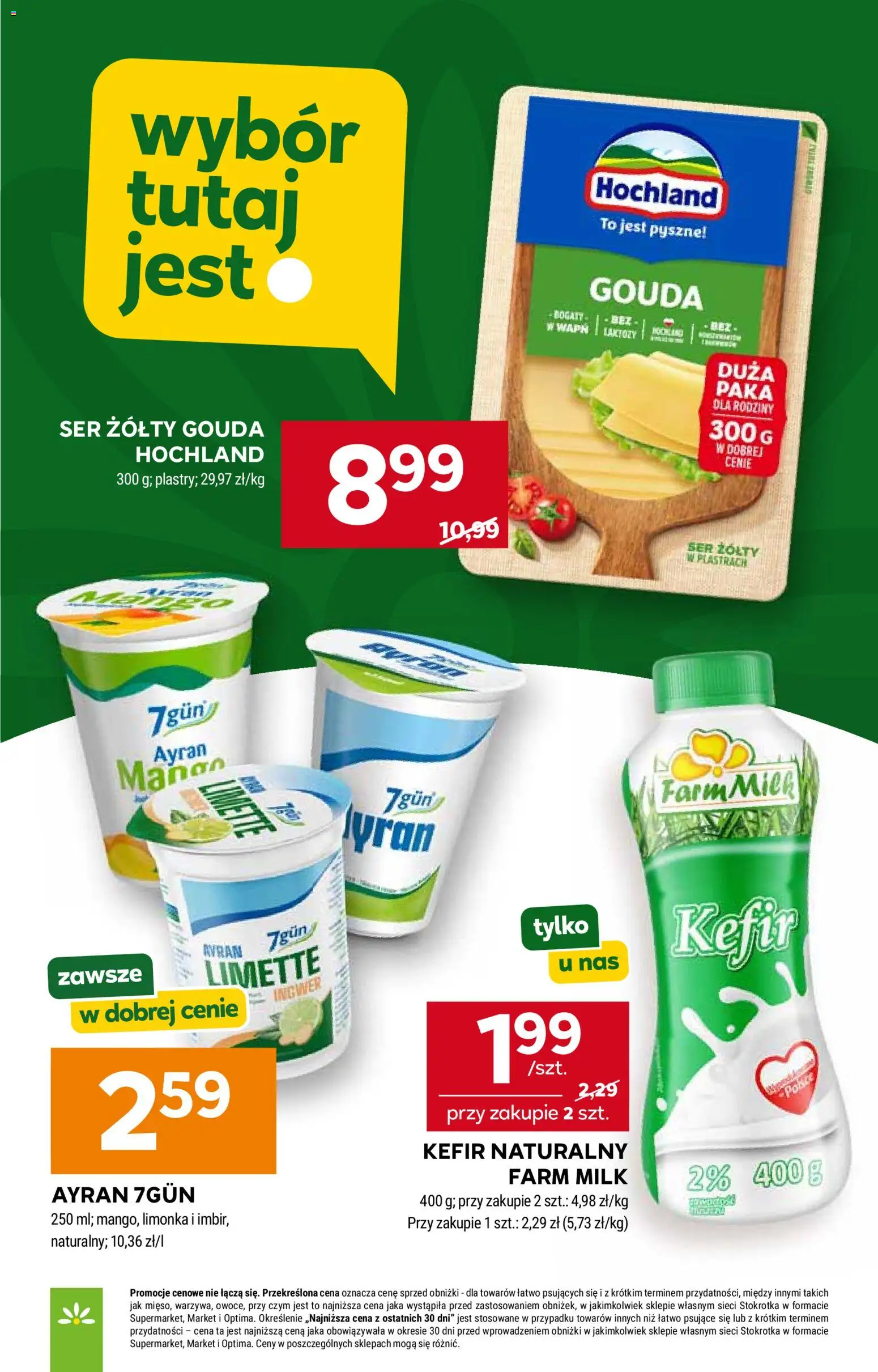 Stokrotka gazetka od 11.06.2026 | Strona: 26 | Produkty: Ser żółty, Kefir, Stokrotka, Kefir naturalny
