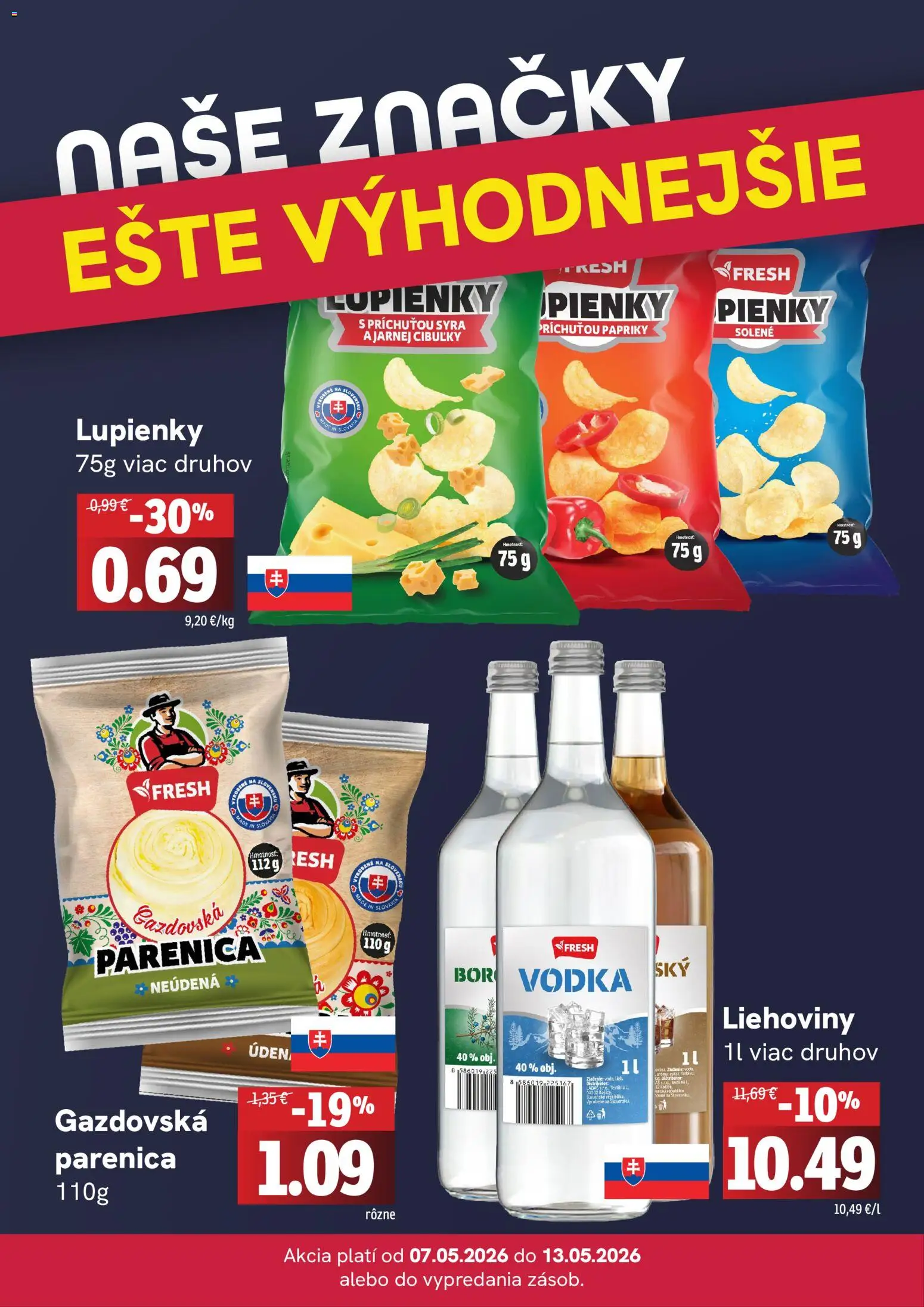 Nové Fresh akcie – leták je platný od 07.05.2026 | Strana: 4 | Produkty: Vodka