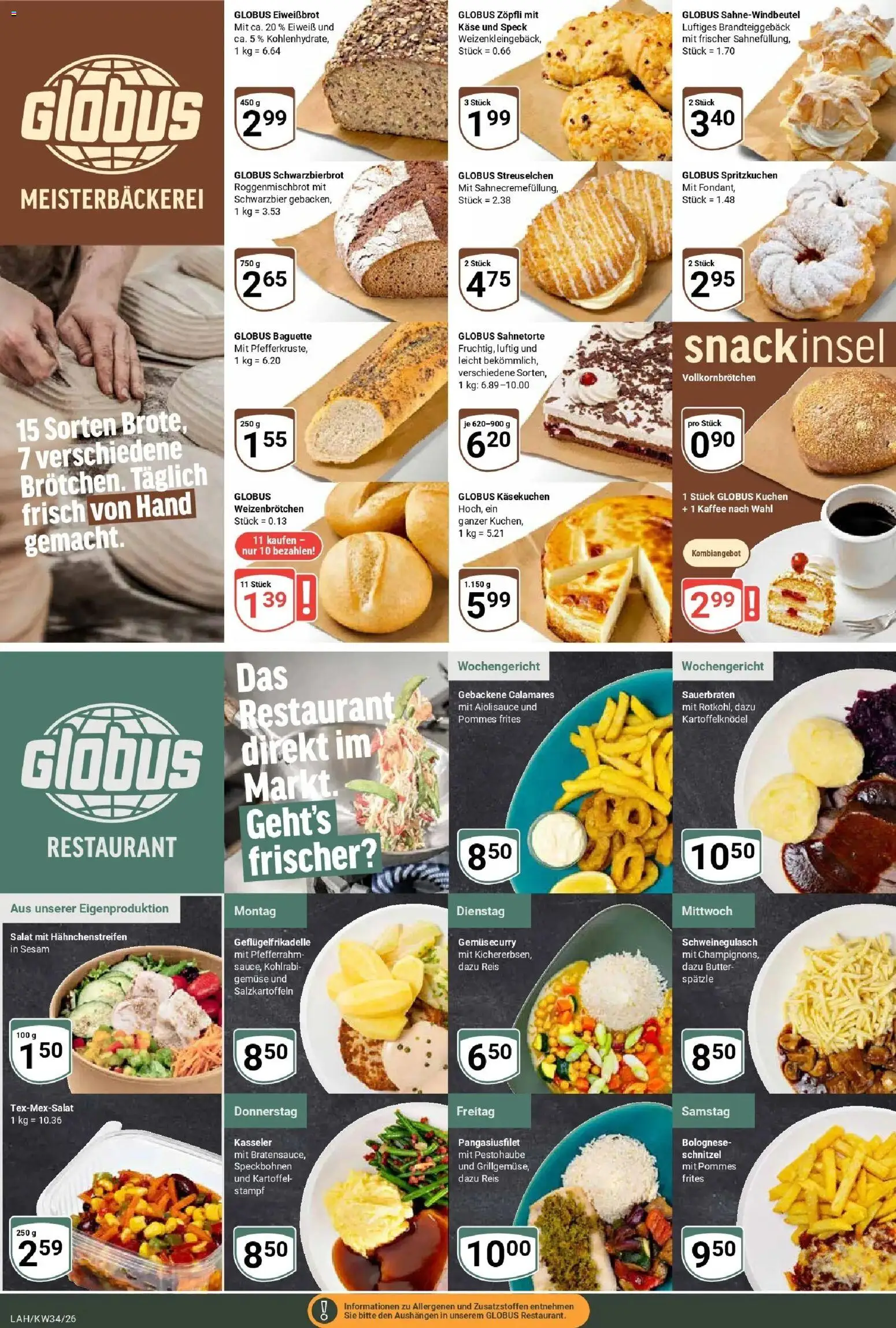 Globus Prospekt Lahnstein (ab 17.08.2026) » Angebote online | Seite: 10 | Produkte: Schweinegulasch, Schnitzel, Kuchen, Salat