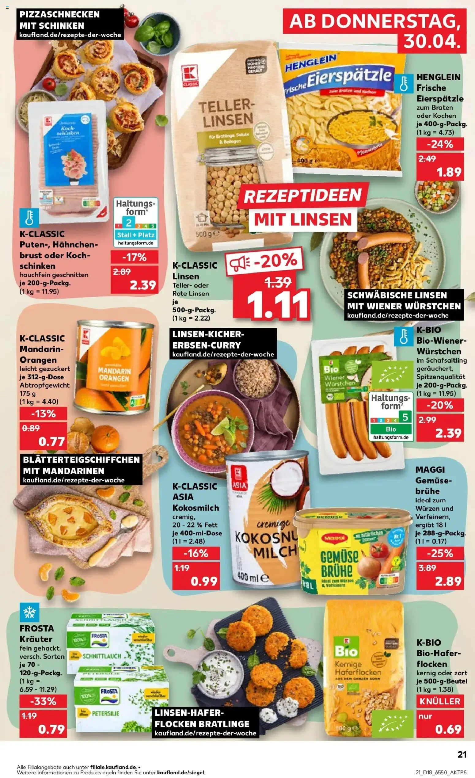 Prospekt Kaufland ab 30.04.2026 » Angebote Online zum Blättern | Seite: 21 | Produkte: Mandarinen, Gemüse, Petersilie, Schinken