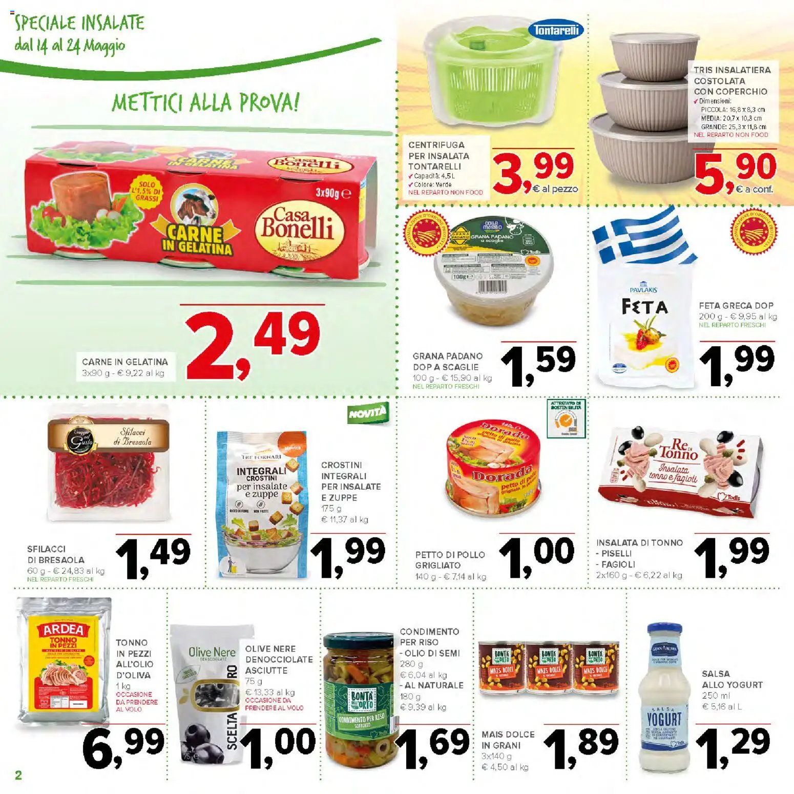 Volantino Todis del 14.05.2026 | Pagina: 2 | Prodotti: Pollo, Riso, Bresaola, Insalata
