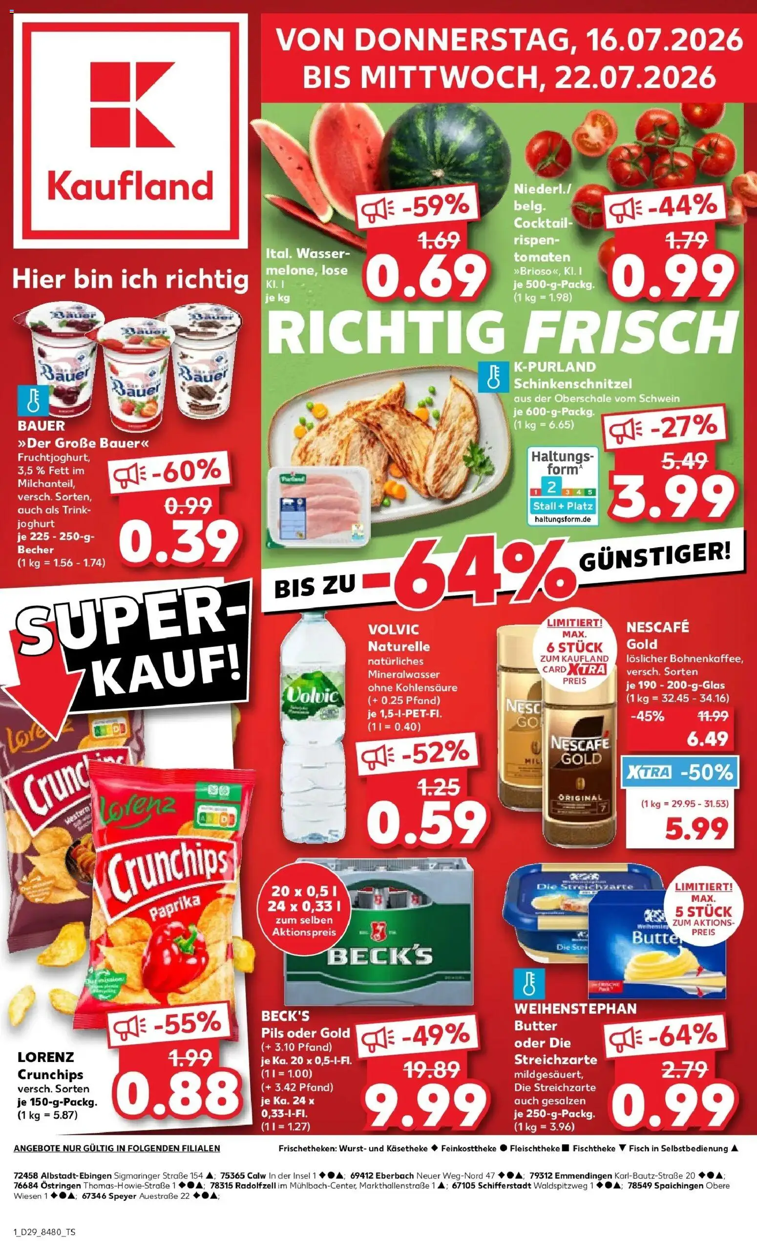 Kaufland Prospekt Eberbach – gültig ab 13.07.2026 | Seite: 10 | Produkte: Nescafe, Pils, Tomaten, Mineralwasser