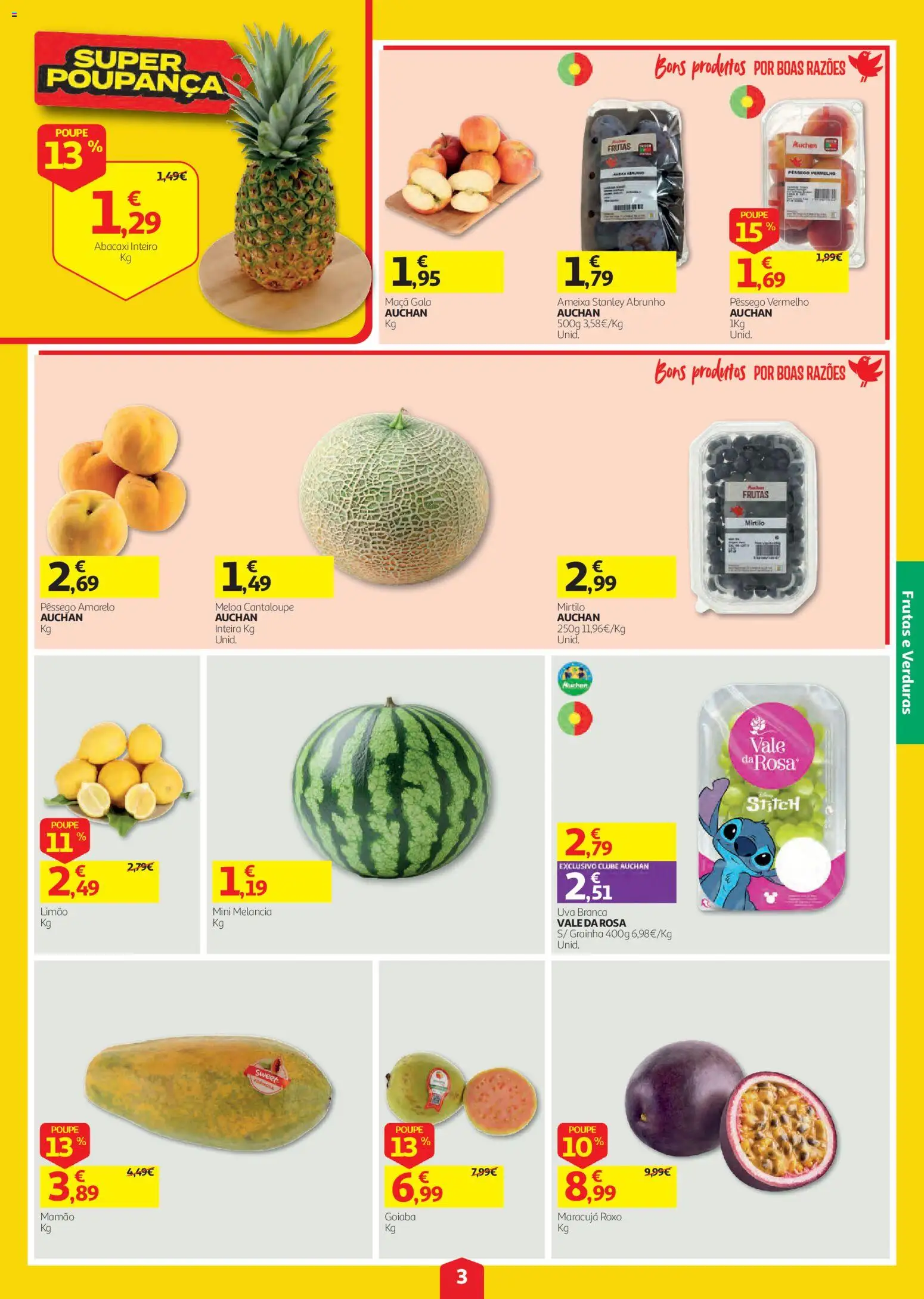 Auchan folheto │ válido de 20/08/2026 | Página: 3 | Produtos: Frutas, Maça, Abacaxi, Mamão