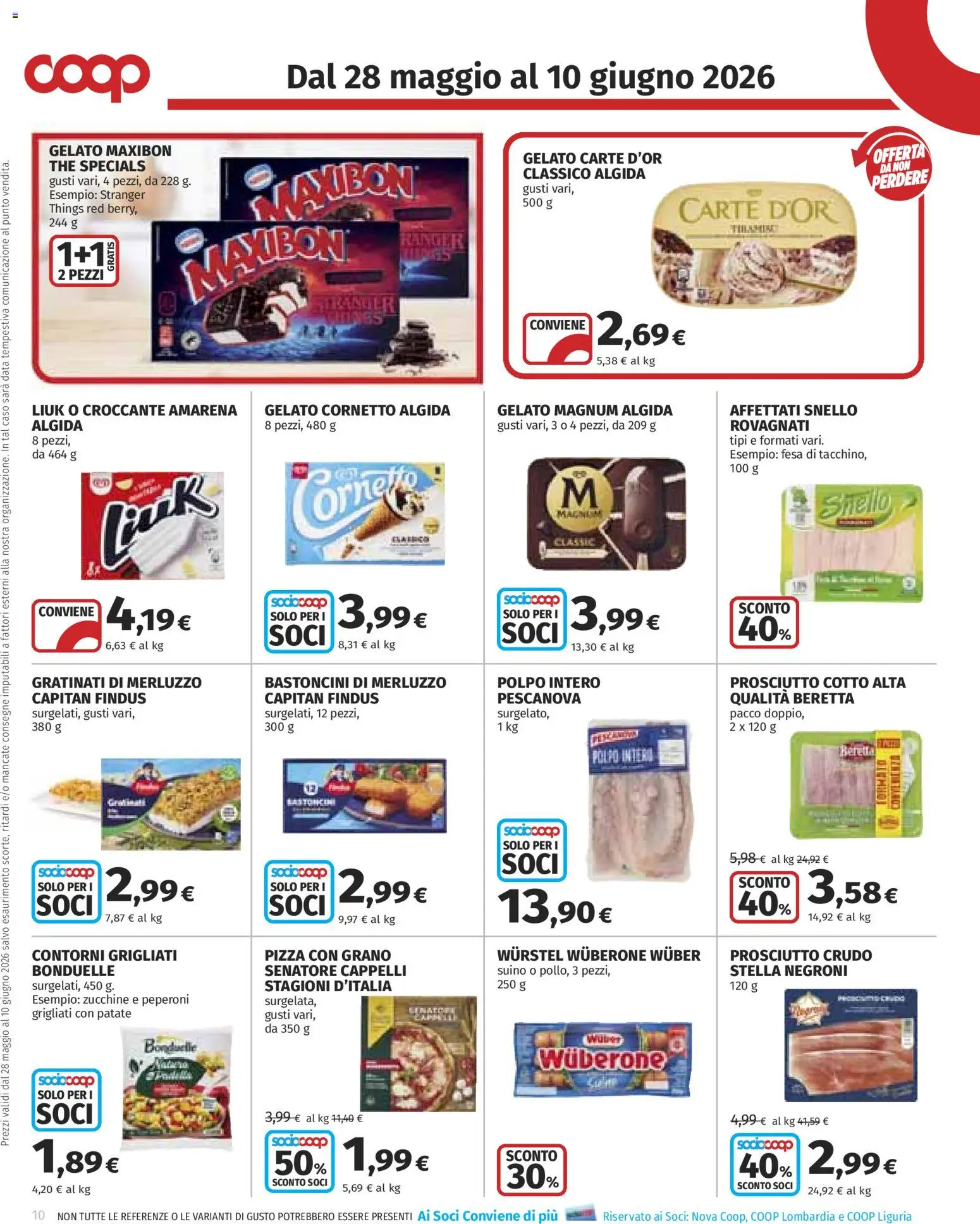 Volantino COOP del 28.05.2026 | Pagina: 10 | Prodotti: Prosciutto Cotto, Peperoni, Cornetto, Prosciutto