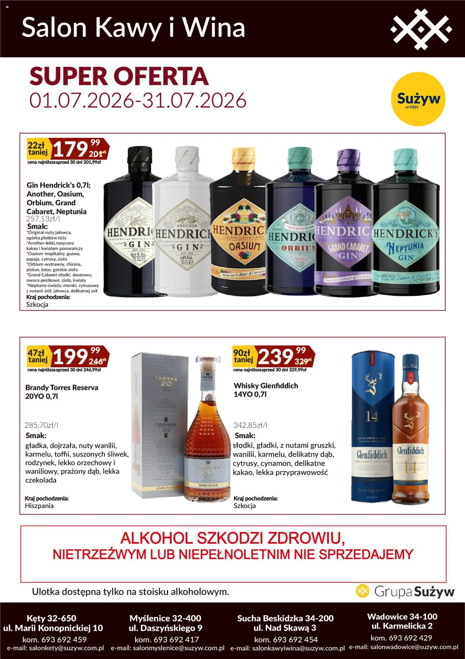 Sużyw gazetka - Salon kawy i wina od 01.07.2026 | Strona: 2 | Produkty: Czekolada, Gin, Kwiaty, Owoce