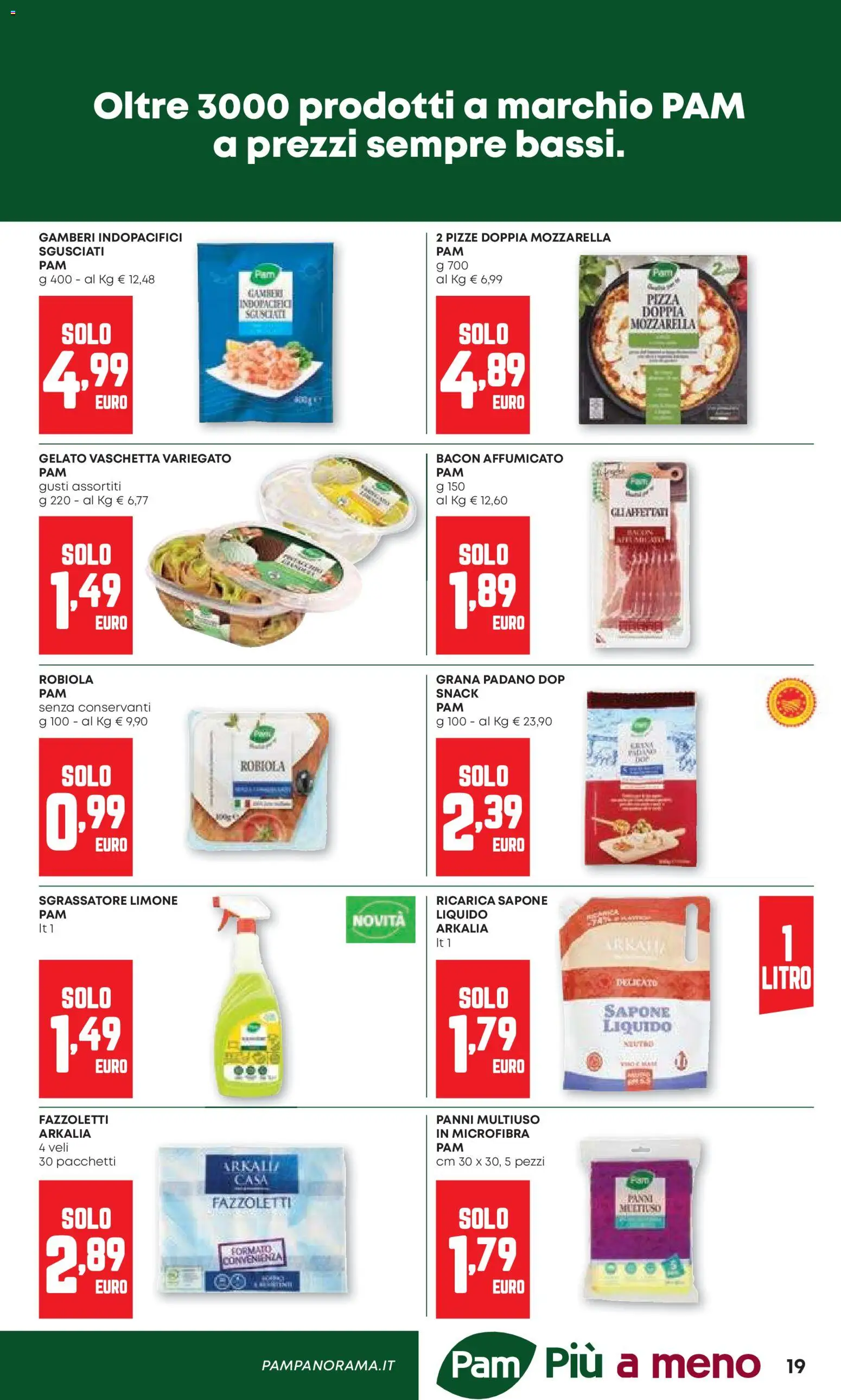 Volantino PAM del 10/09/2026 | Pagina: 19 | Prodotti: Gamberi, Gelato, Limone, Panni