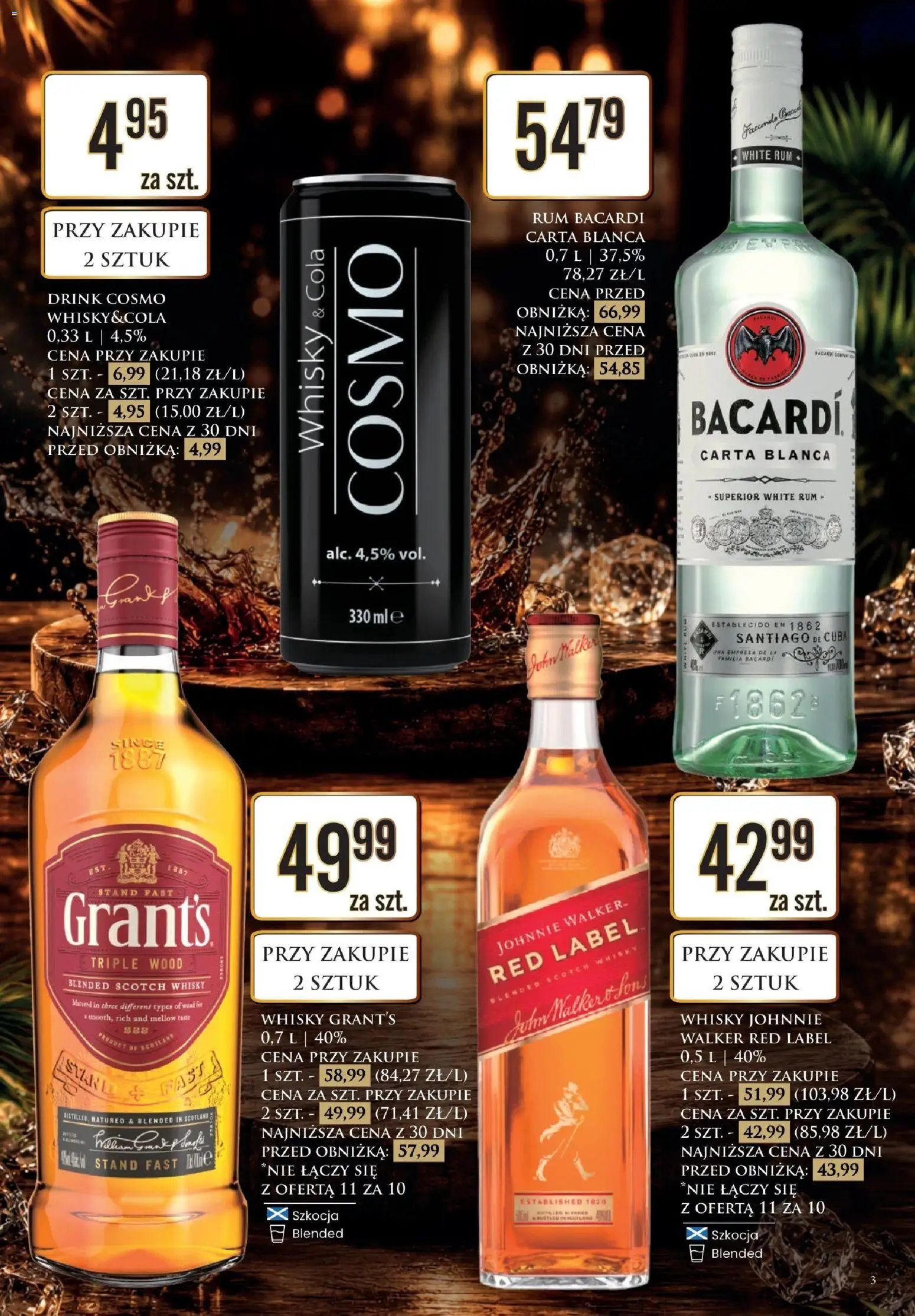 Dino gazetka alkoholowa od 10.07.2026 | Strona: 3 | Produkty: Grant's, Rum Bacardi, Red label, Whisky
