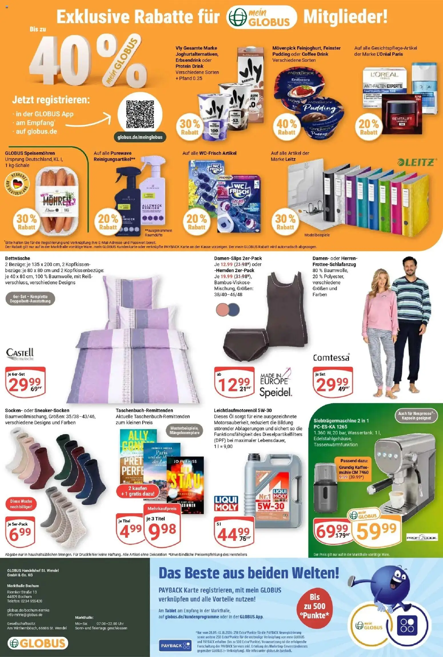Globus Prospekt Bochum-Riemke (ab 28.09.2026) » Angebote online | Seite: 23 | Produkte: Öl, Kopfkissen, Telefon, Tablet
