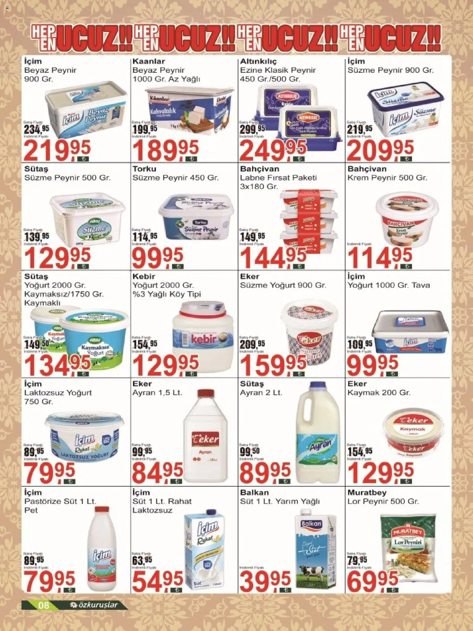 Özkuruşlar Katalog - 21.05.2026 tarihinden itibaren geçerlidir | Sayfa: 8 | Ürünler: Krem, Peynir, Yoğurt, Süzme peynir