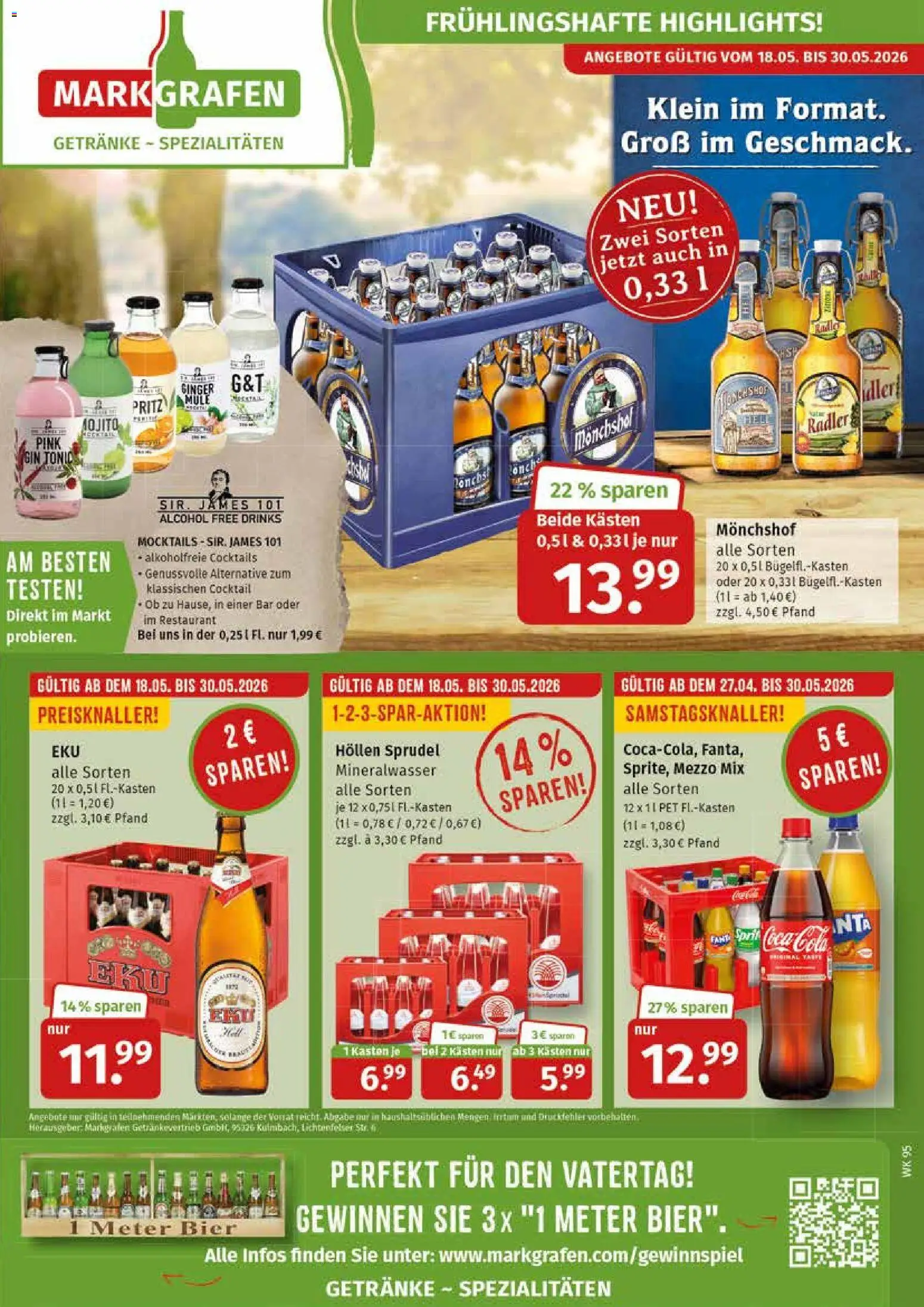 Markgrafen Prospekt – gültig ab 18.05.2026 | Seite: 1 | Produkte: Mezzo mix, Coca cola, Cola, Bier
