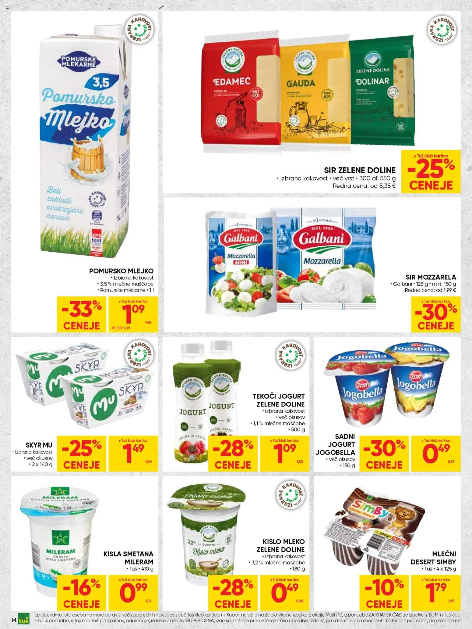 Novi Tuš katalog ponudbe – veljaven od 29.04.2026 | Stran: 14 | Izdelki: Gauda, Skyr, Mleko, Jogurt