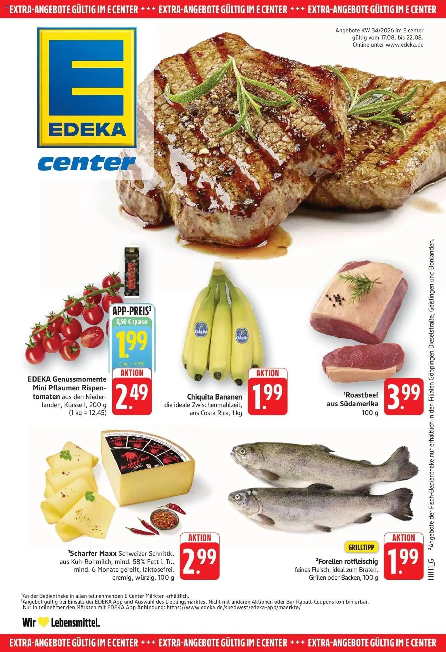 Edeka Prospekt Filderstadt-Bonlanden (ab 17.08.2026) » Angebote Online | Seite: 21 | Produkte: Pflaumen, Bananen, Tomaten