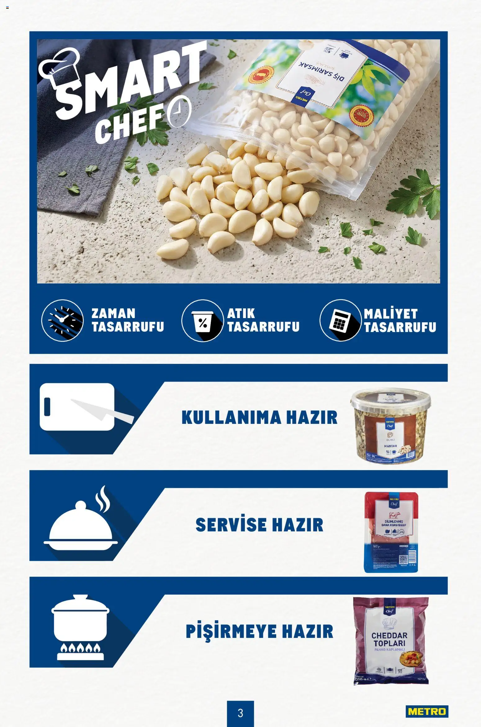 Metro - Smart Chef - 30 Eylül 2026 tarihinden itibaren geçerlidir | Sayfa: 3 | Ürünler: Cheddar, Sarımsak, Mantar