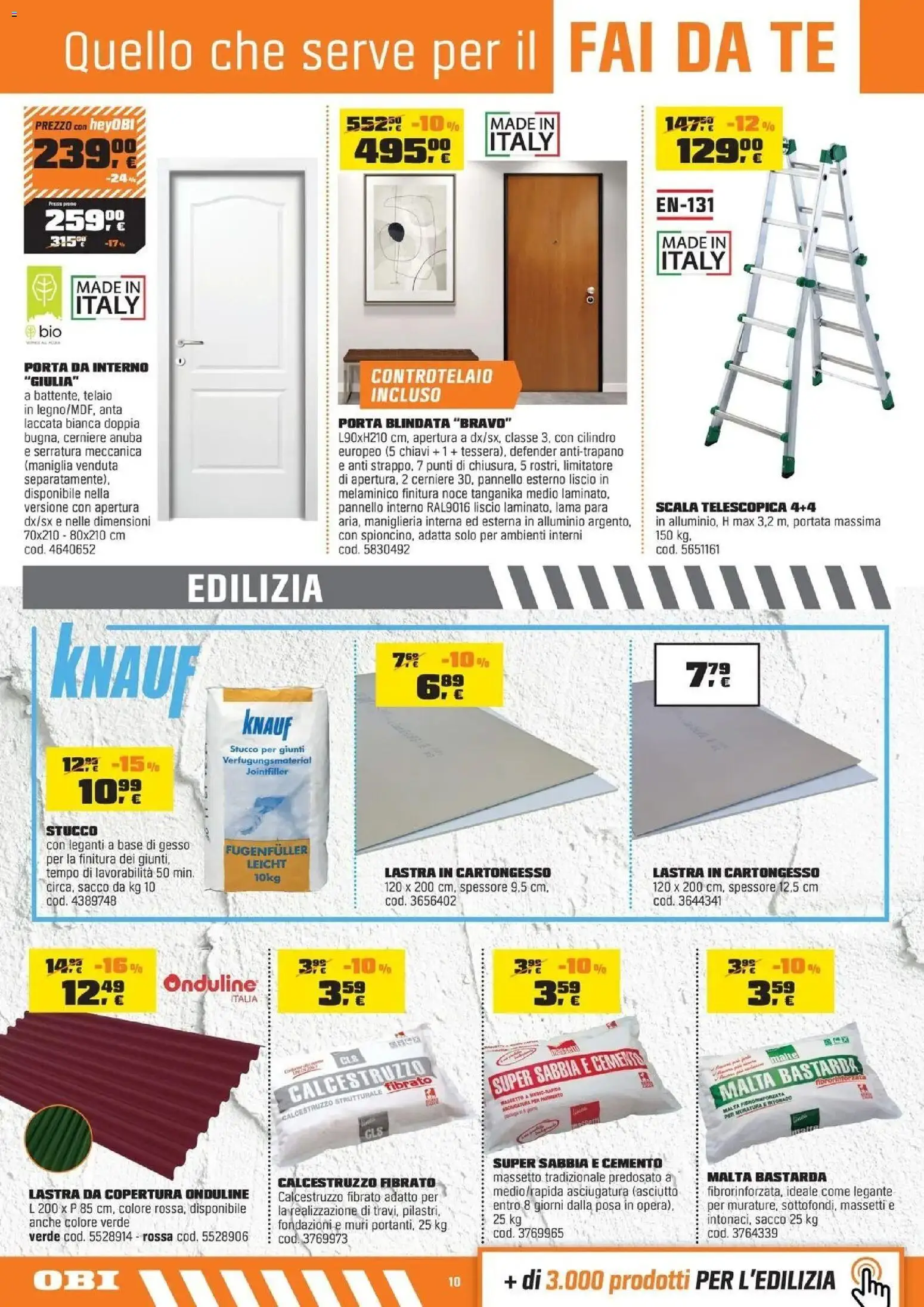 Volantino OBI del 30/07/2026 | Pagina: 10 | Prodotti: Tè, Stucco, Alluminio, Cemento