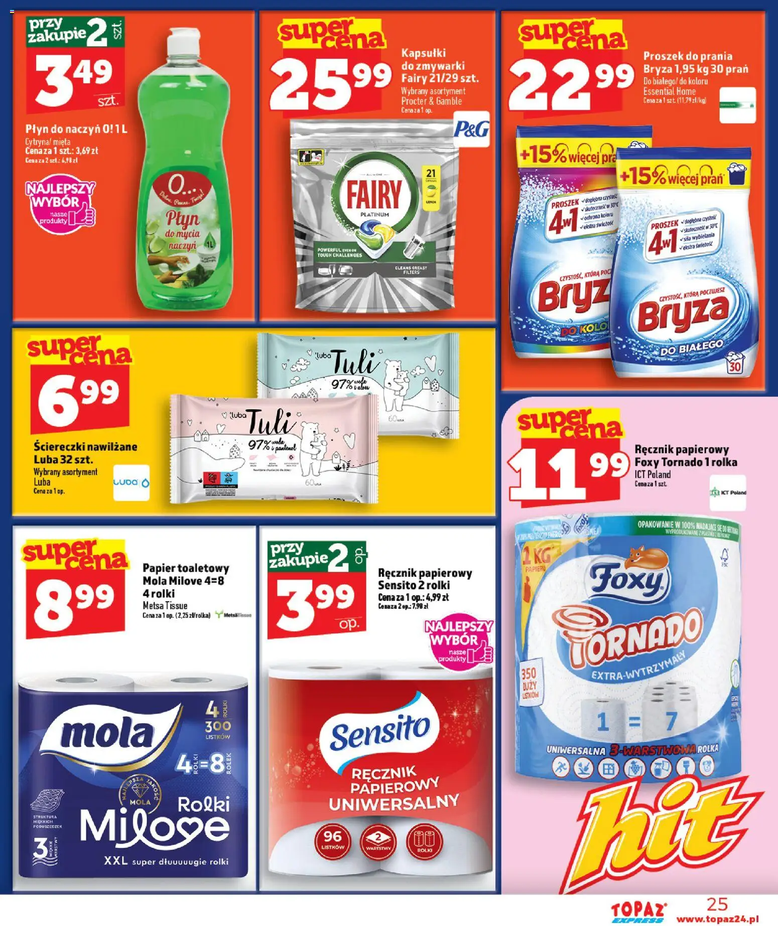 Topaz gazetka - Express od 06.08.2026 | Strona: 25 | Produkty: Rolki, Fairy, Proszek do prania, Kapsułki do zmywarki