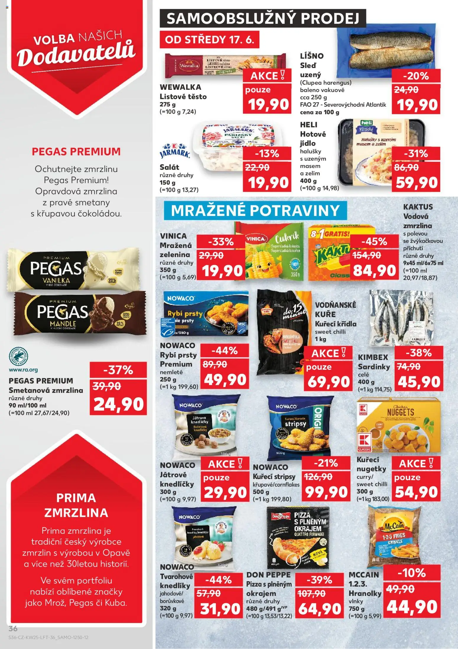 Kaufland leták - Praha 4 od 17.06.2026 | Strana: 36 | Produkty: Mražená zelenina, Pizza, Kuřecí nugetky, Kuřecí Křídla