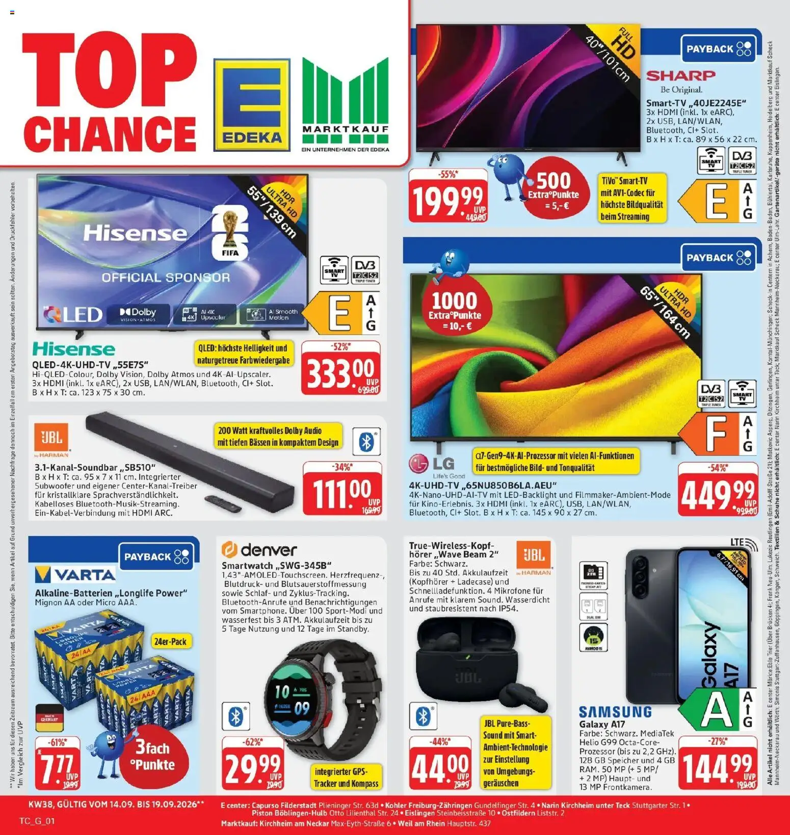 Edeka Prospekt Eislingen (ab 14.09.2026) » Angebote Online | Seite: 33 | Produkte: Smartwatch, Samsung, Audio, Kopfhörer