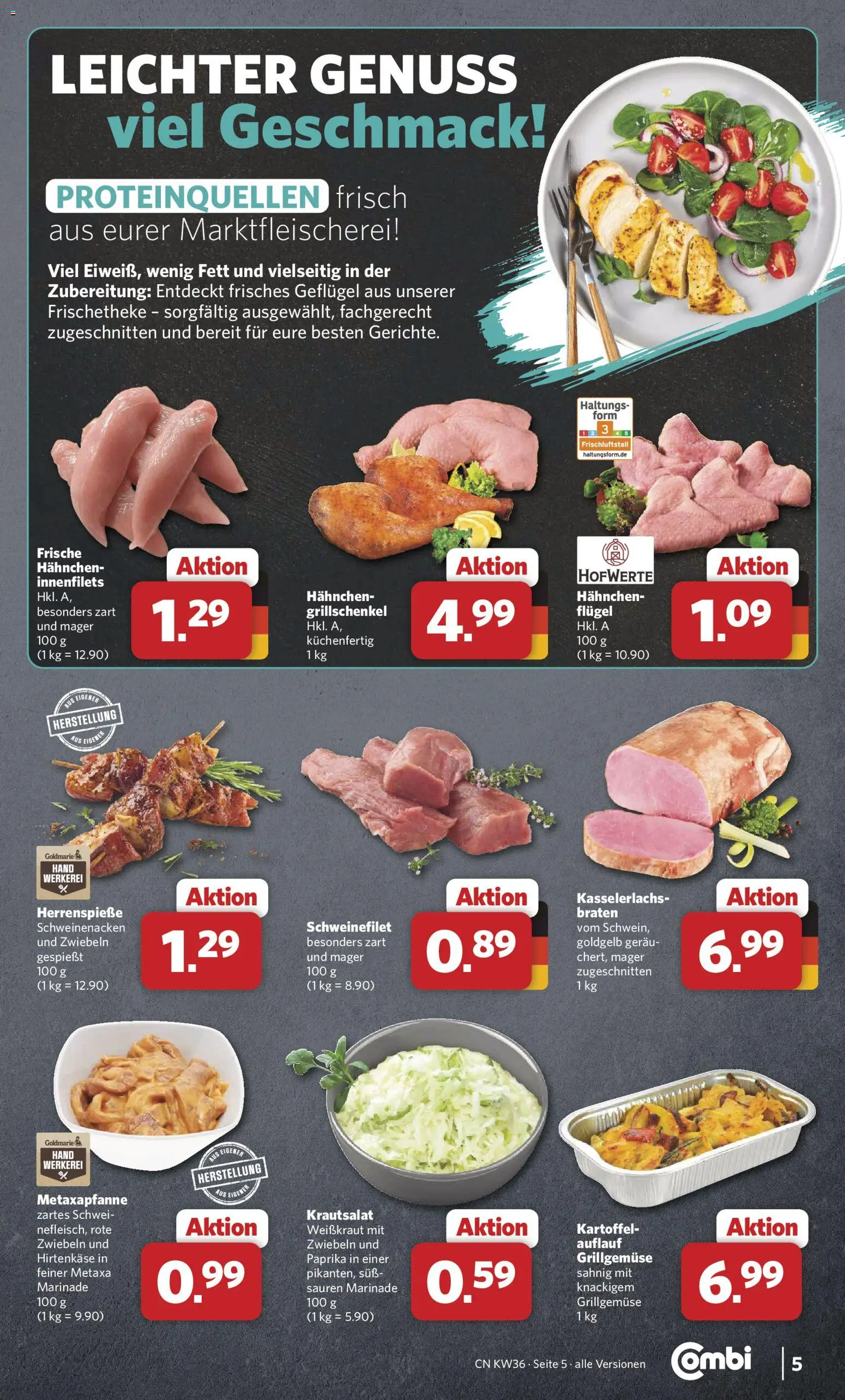 Combi Prospekt – gültig ab 31.08.2026 | Seite: 5 | Produkte: Schweinenacken, Metaxa, Schweinefilet, Zwiebeln