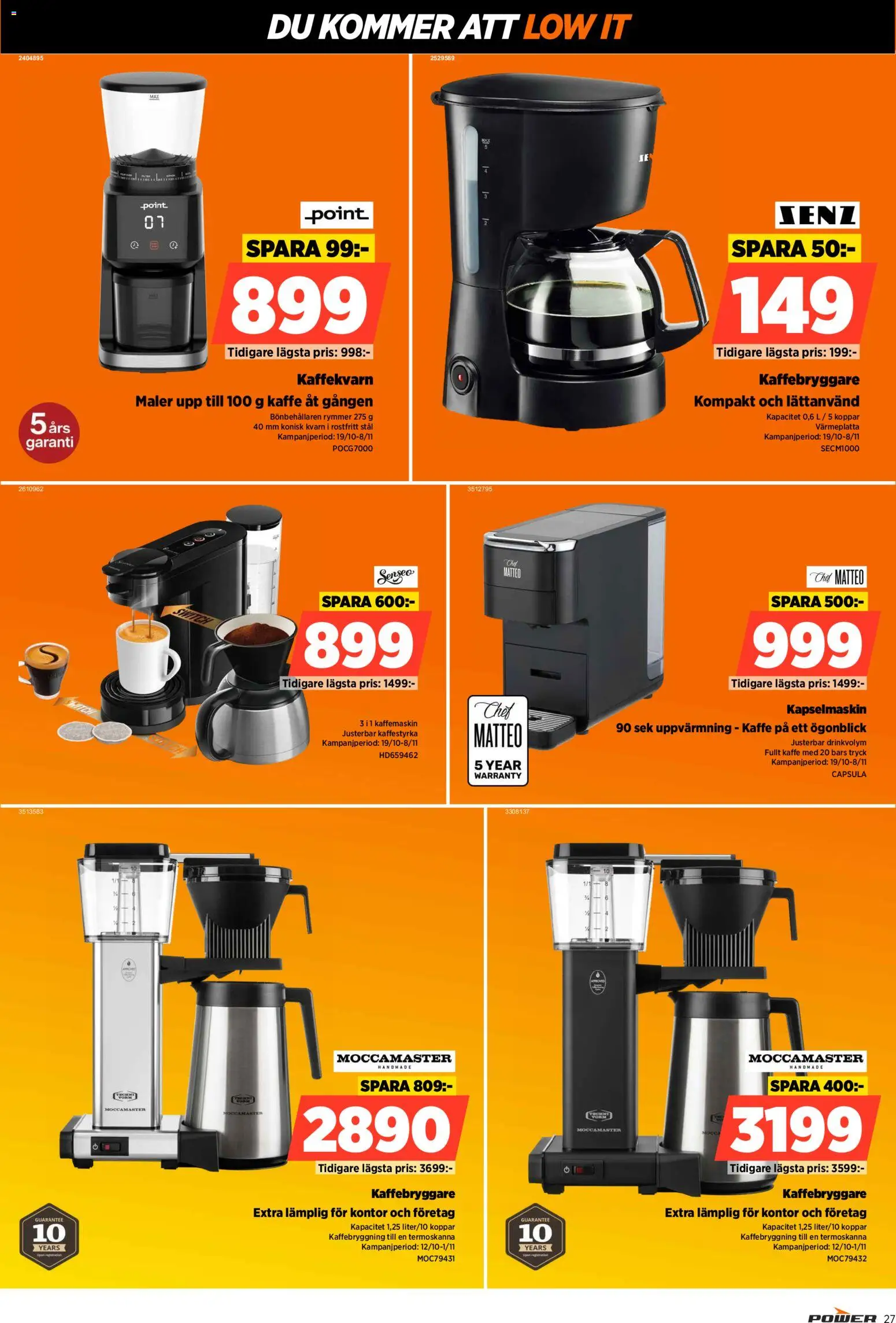 Power reklamblad aktuell från 26/10/2026 | Sida: 27 | Produkter: Kaffebryggare, Kaffe, Kaffemaskin, Kapselmaskin