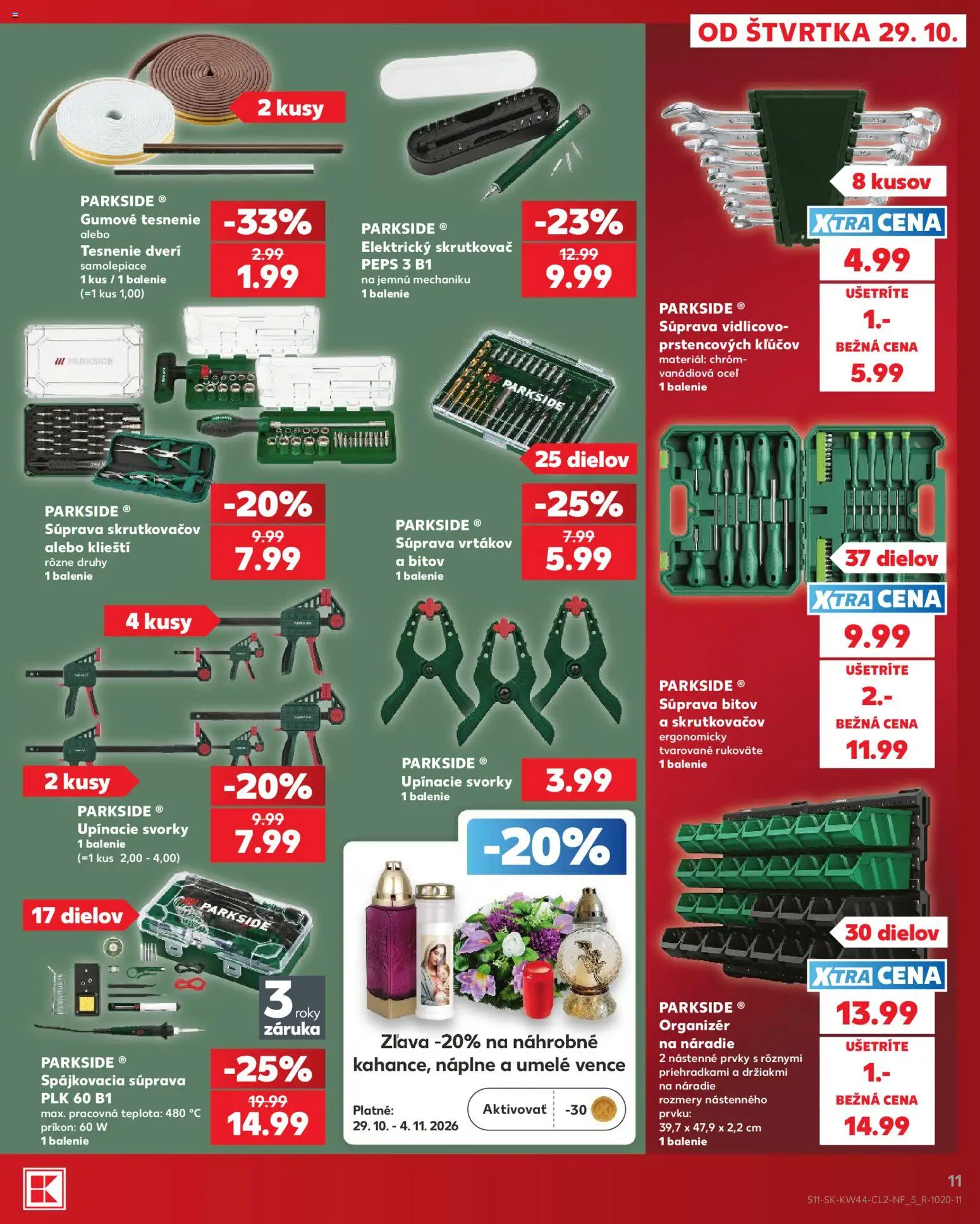 Kaufland SK akciós ujság - amely érvényes a következő dátumtól: 2026.10.29. | Oldal: 11 | Termékek: Parkside