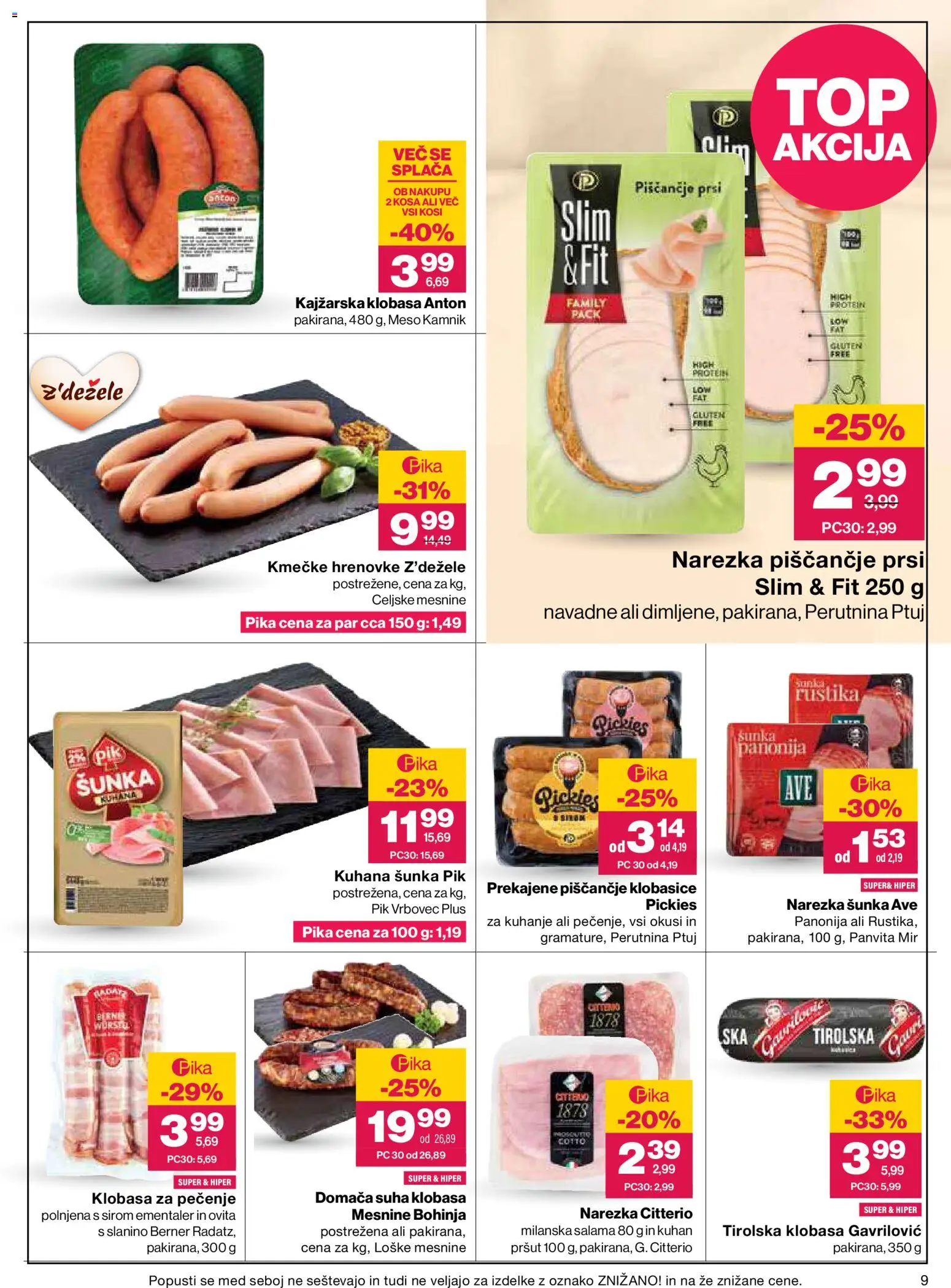 Novi Mercator katalog ponudbe – veljaven od 16.07.2026 | Stran: 9 | Izdelki: Hrenovke, Klobasice, Salama, Sunka