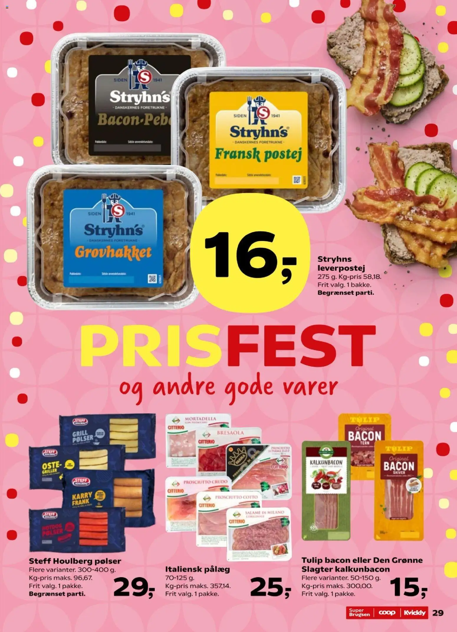 Super Brugsen tilbudsavis – gyldig fra 14/08/2026 | Side: 33 | Produkter: Pølser, Pålæg, Leverpostej, Bacon