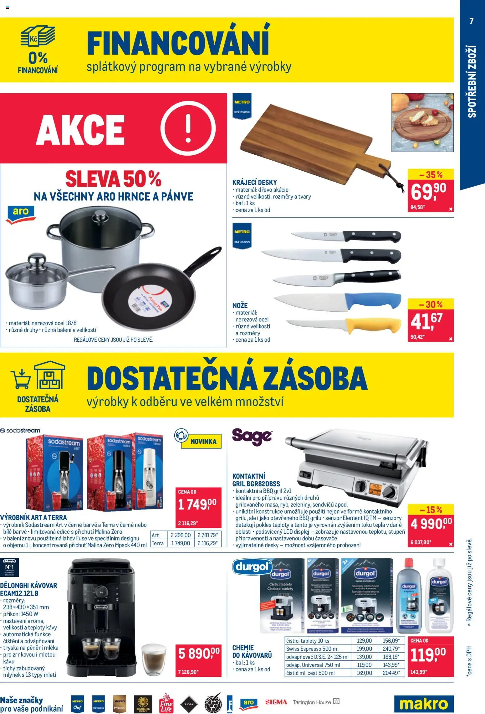 Makro leták - Nepotravinové zboží od 15.07.2026 | Strana: 7 | Produkty: Hrnce, Nože, Sodastream, Gril