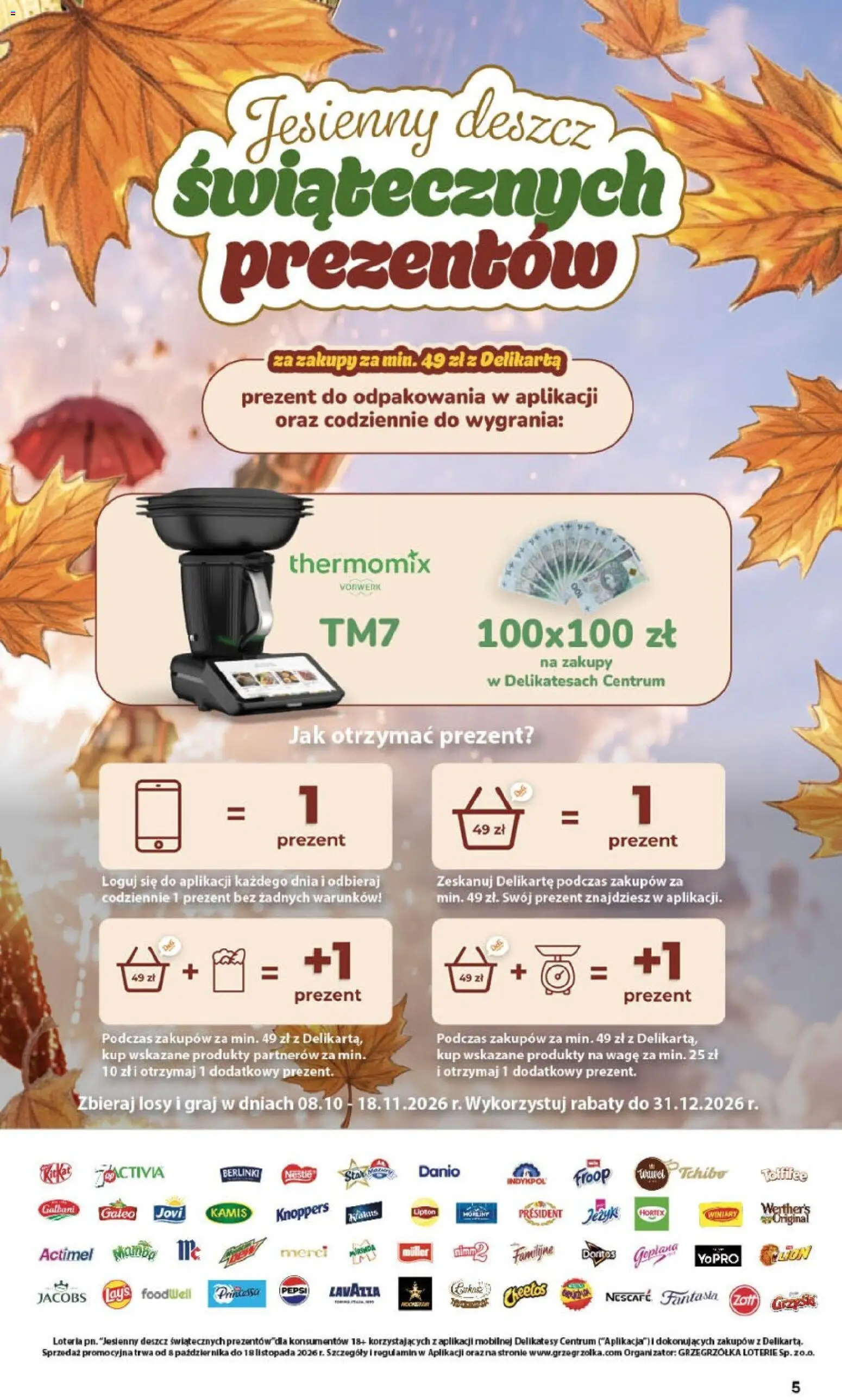 Delikatesy Centrum gazetka od 08.10.2026 | Strona: 5 | Produkty: Knoppers, Tchibo, Doritos, Actimel