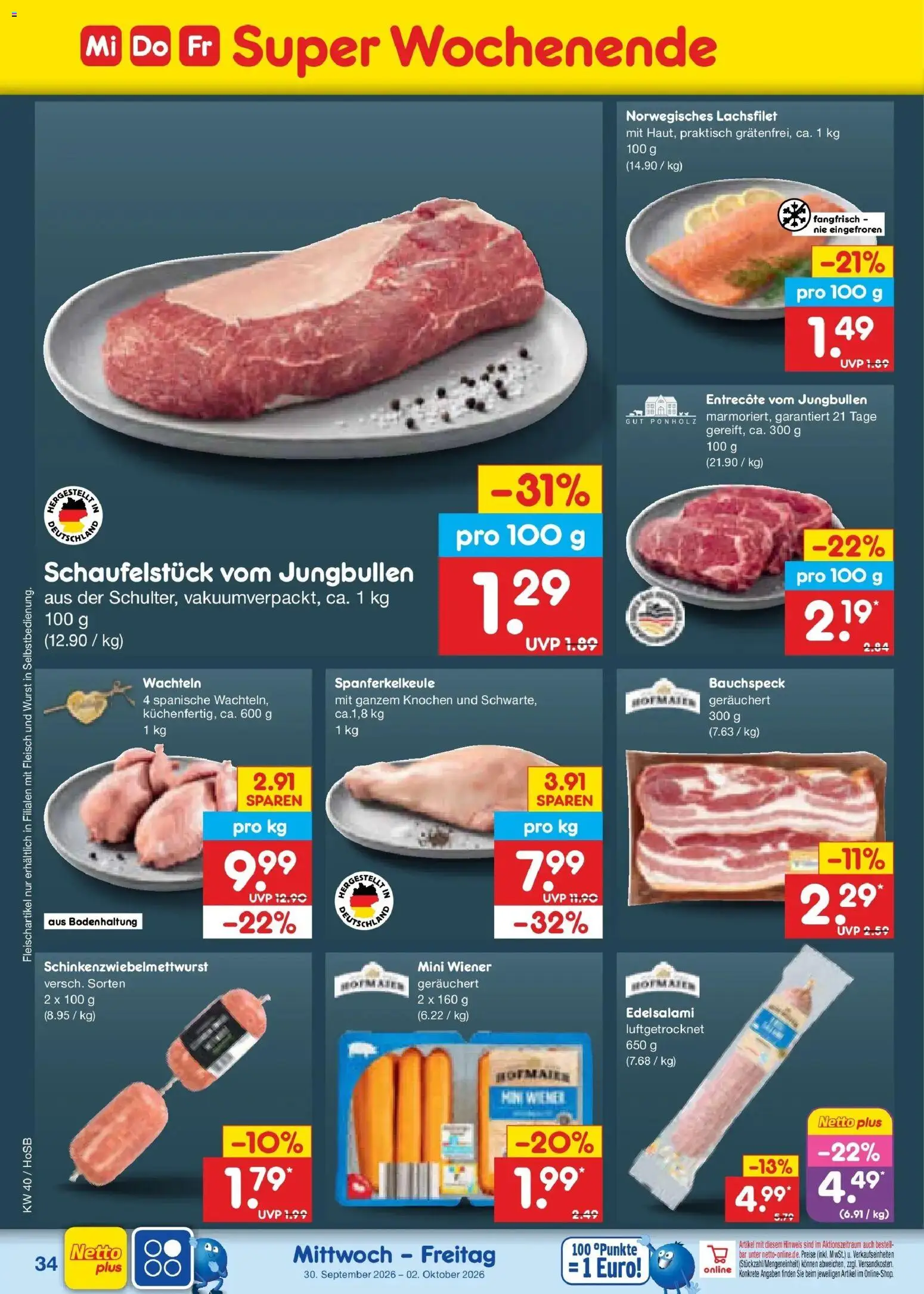 Netto Marken-Discount Prospekt Hannover – gültig ab 28.09.2026 | Seite: 52 | Produkte: Entrecote, Wurst, Fleisch
