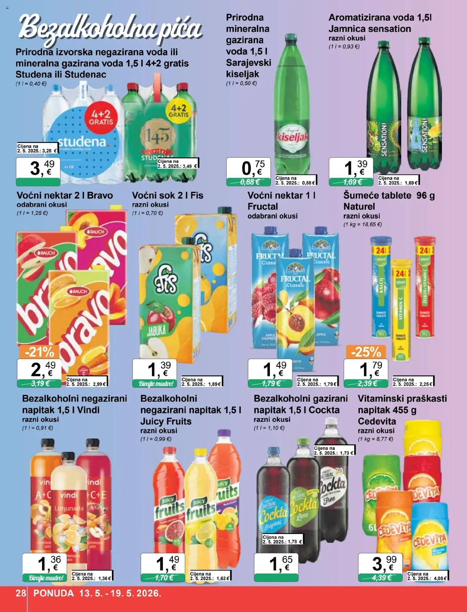 KTC katalog | vrijedi od 13.05.2026 | Stranica: 28 | Proizvodi: Pica, Jamnica, Voda, Šumeće tablete