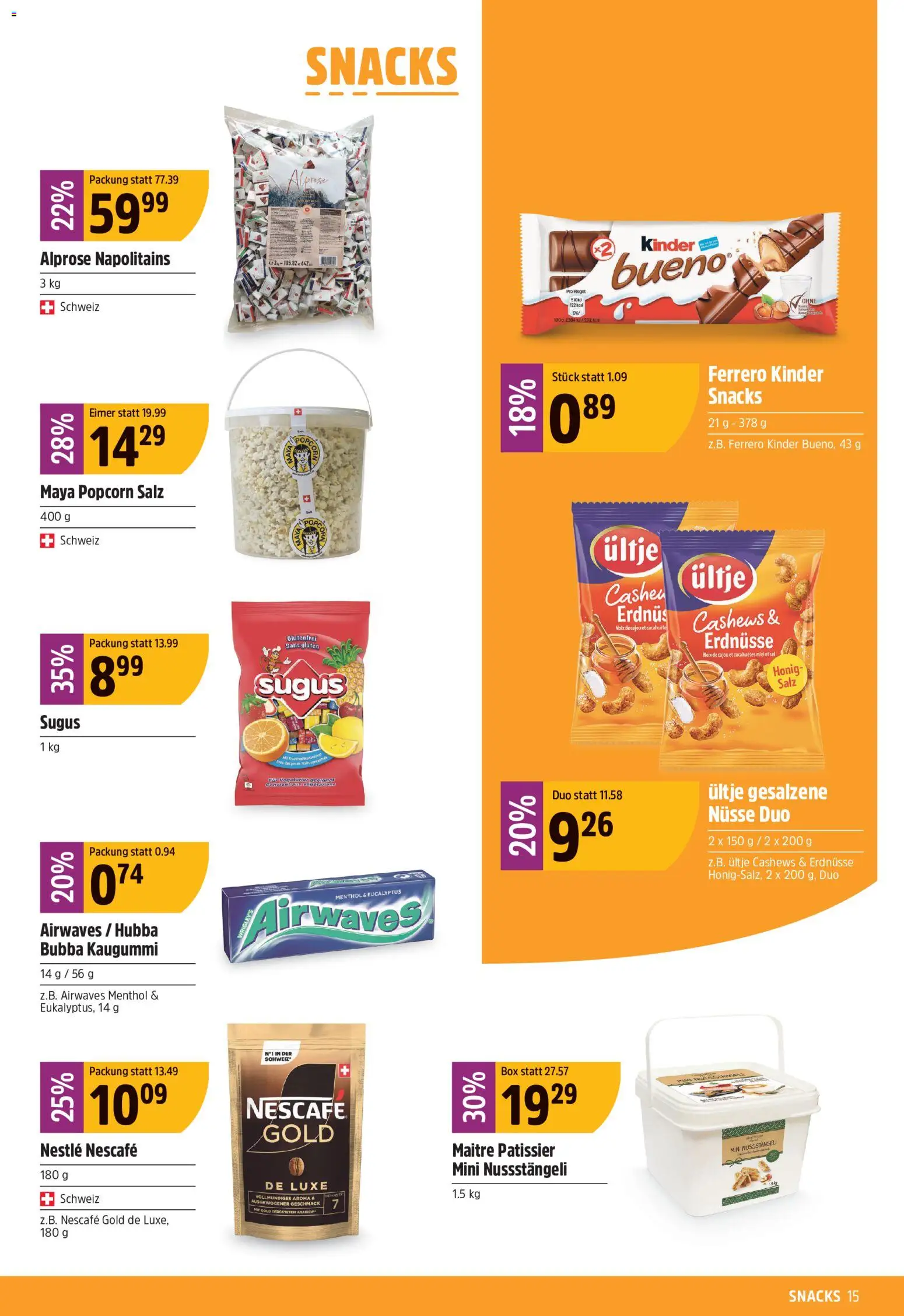 TopCC aktionen – gültig ab 17.08.2026 | Seite: 15 | Produkte: Kaugummi, Box, Snacks, Nüsse