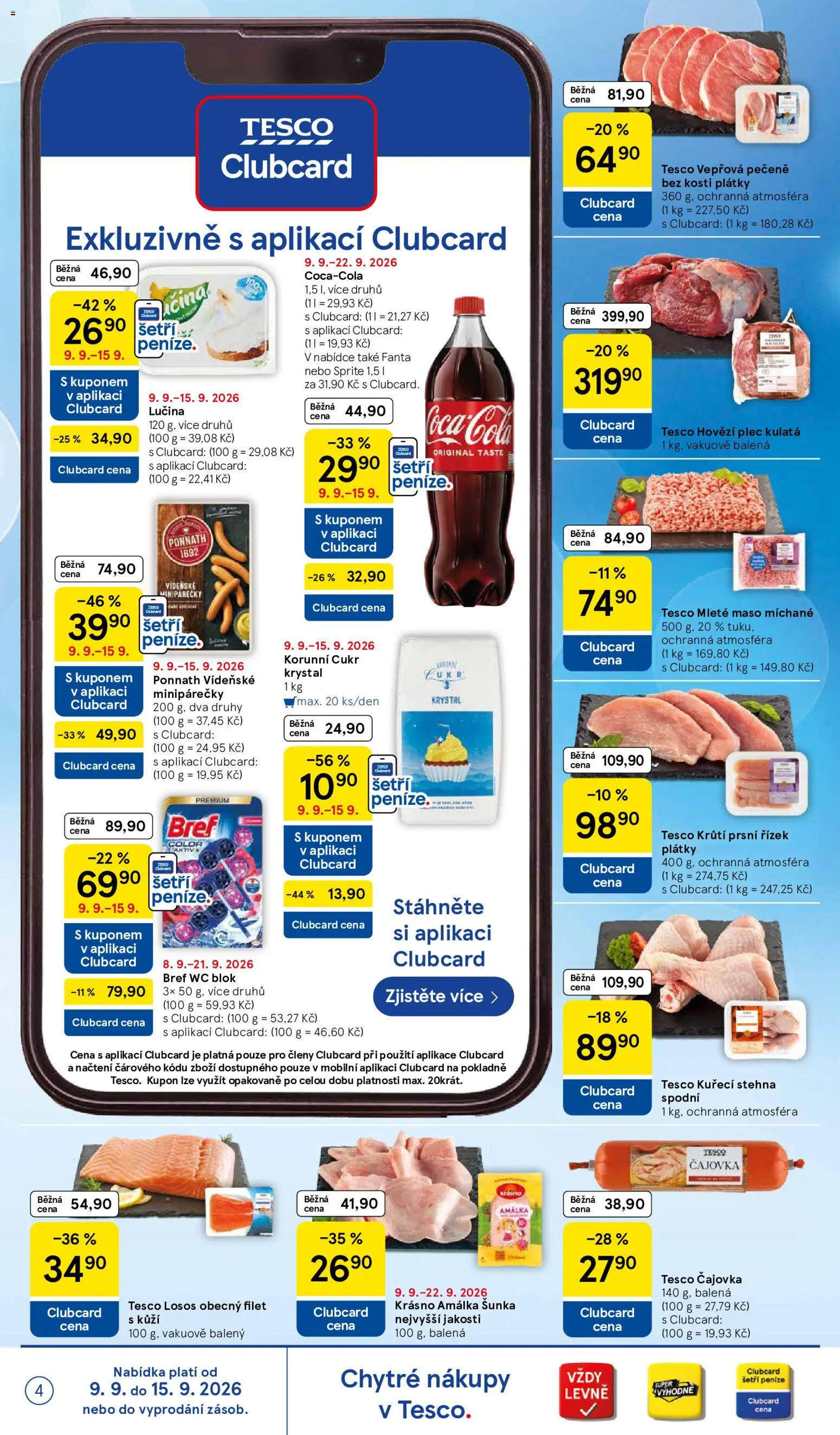 Tesco leták - Supermarket od 09.09.2026 | Strana: 4 | Produkty: Wc blok, Fanta, Wc, Cukr krystal