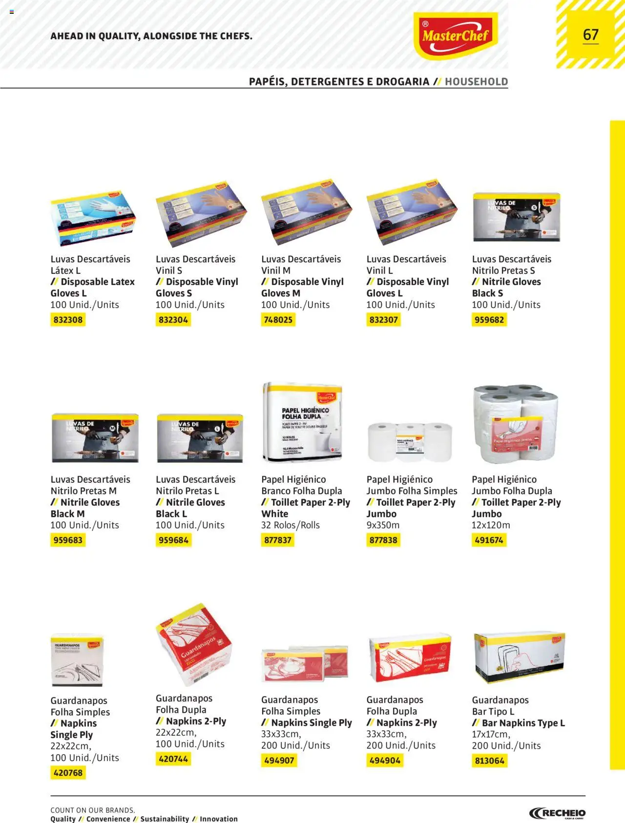 Recheio AS NOSSAS MARCAS │ válido de 19/12/2023 | Página: 67 | Produtos: Luvas, Papel higiénico, Guardanapos