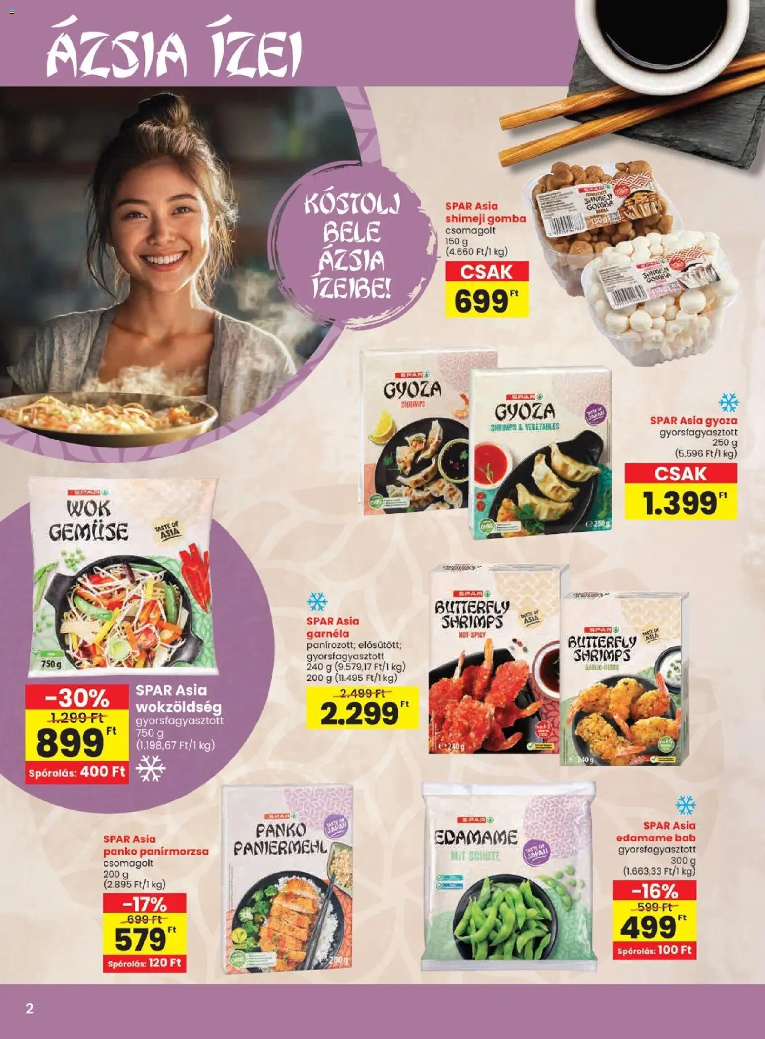 Spar akciós ujság - amely érvényes a következő dátumtól: 2026.07.09. | Oldal: 2 | Termékek: Gomba, Garnéla, Panírmorzsa