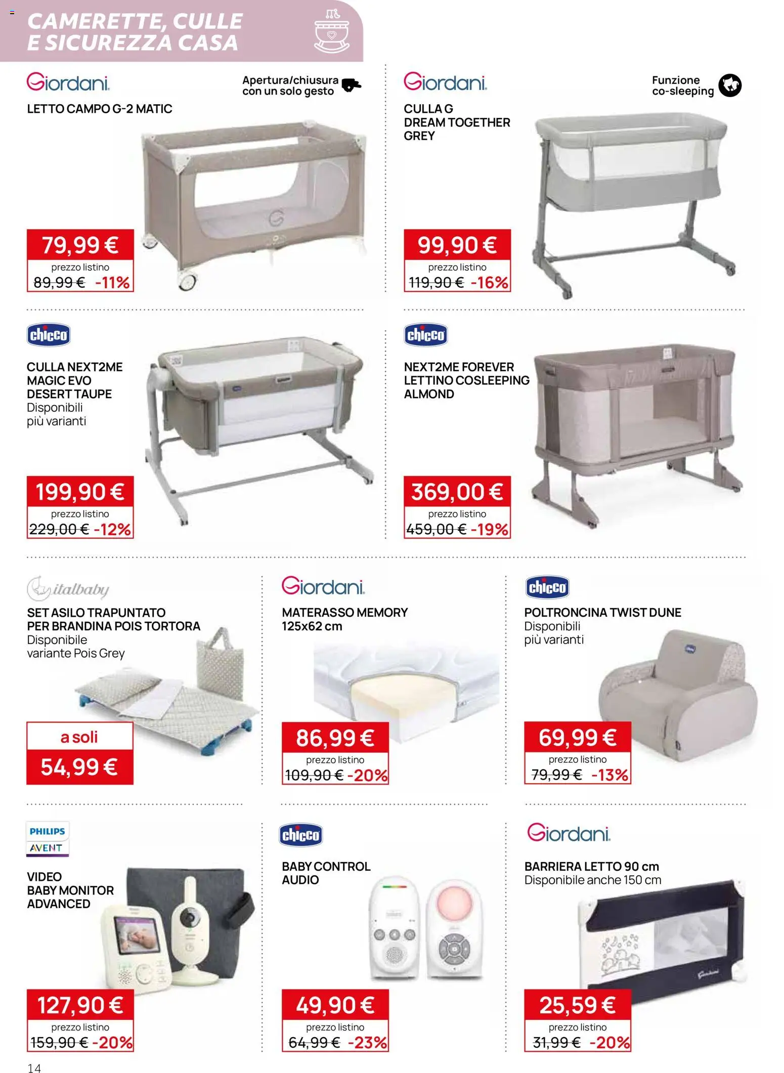 Volantino Prenatal del 20/08/2026 | Pagina: 14 | Prodotti: Lettino, Video, Letto, Materasso