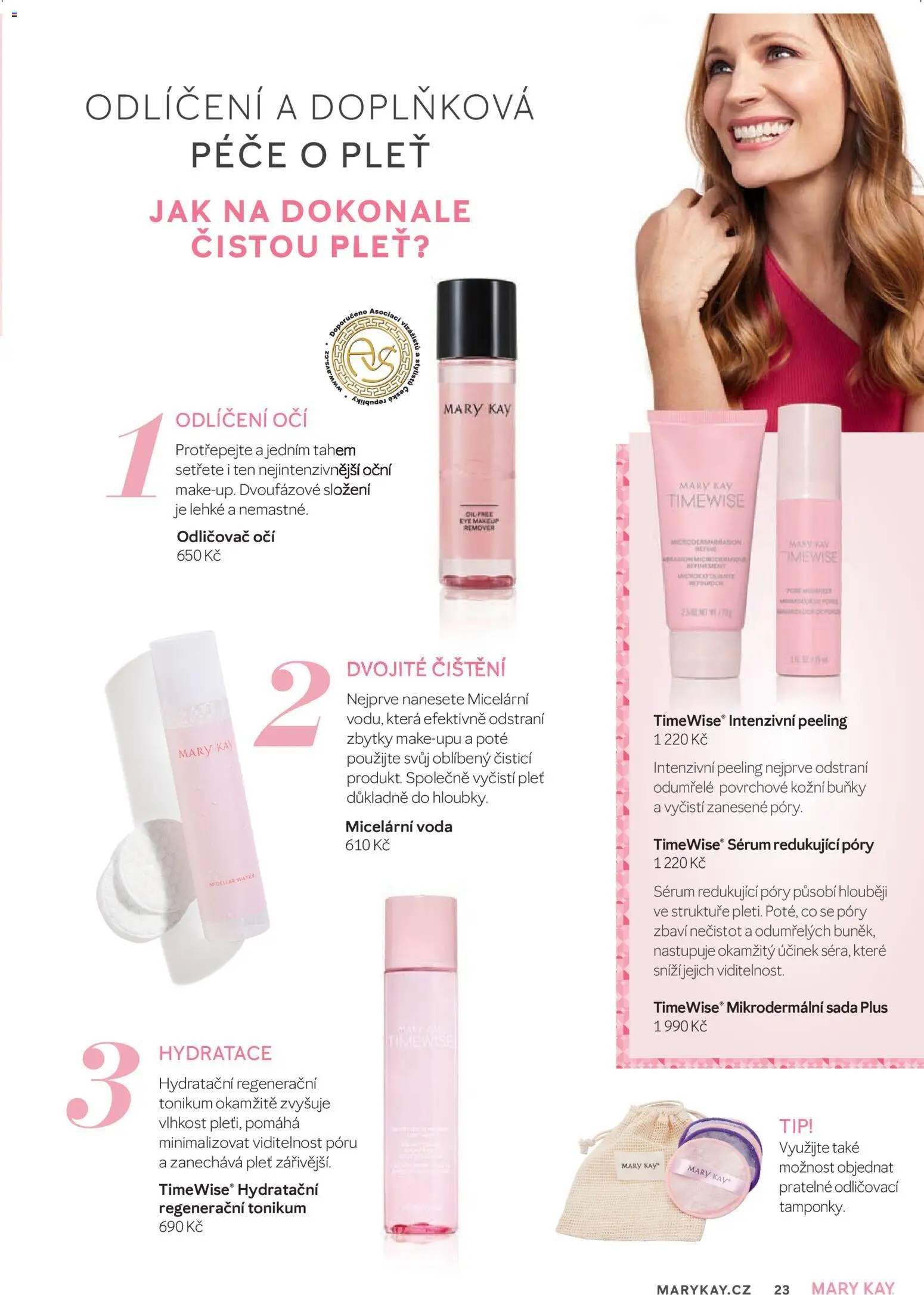 Mary Kay kniha o kráse od 01.04.2026 | Strana: 23 | Produkty: Voda, Makeup, Sérum, Peeling