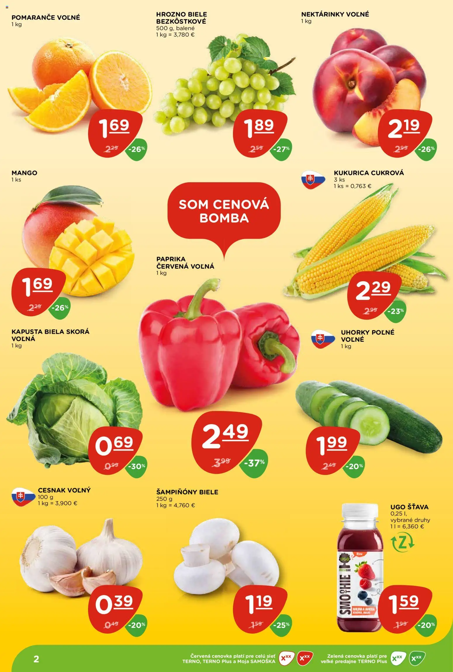 Nové Terno akcie – leták je platný od 17.09.2026 | Strana: 2 | Produkty: Paprika, Kukurica, Šťava, Uhorky