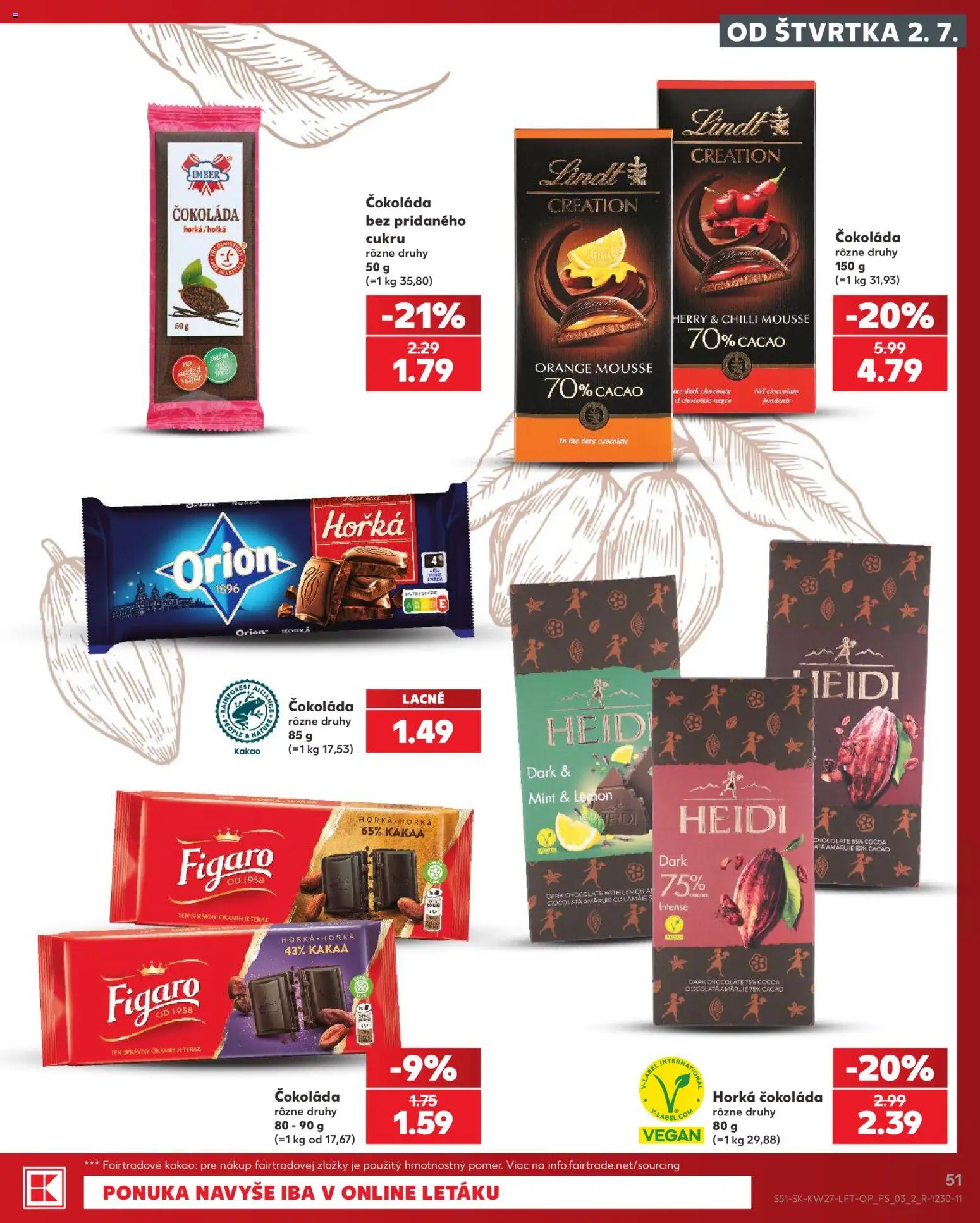 Nové Kaufland akcie – leták je platný od 02.07.2026 | Strana: 51 | Produkty: Chilli, Lindt, Čokoláda, Kakao
