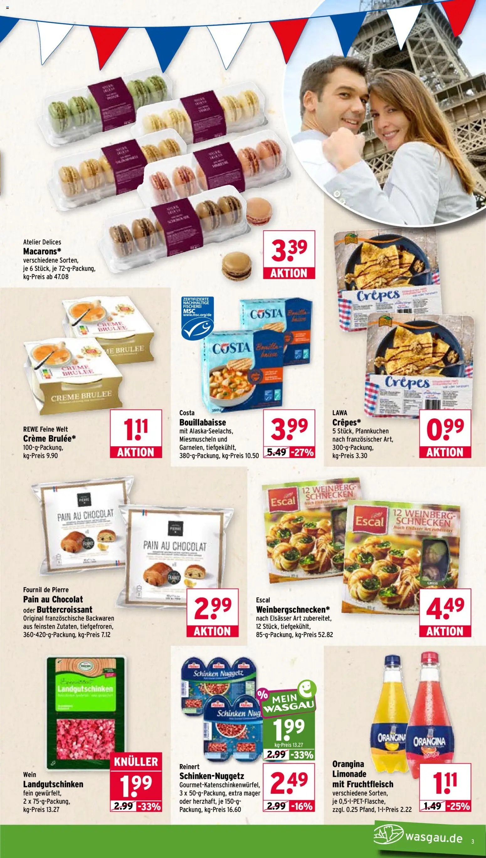 Wasgau Prospekt – gültig ab 31.08.2026 | Seite: 3 | Produkte: Creme, Creme brulee, Schinken, Wein