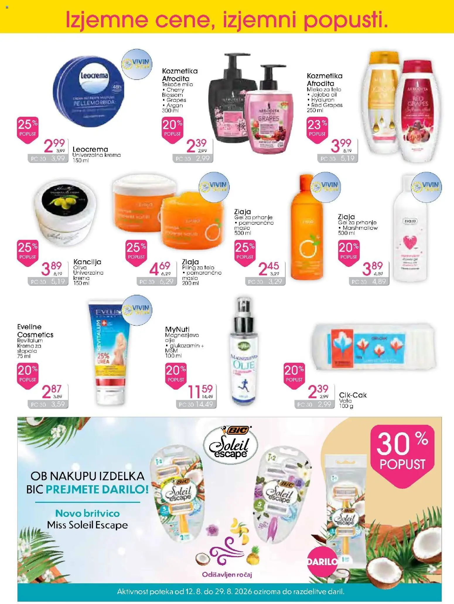 Novi Tuš drogerija katalog ponudbe – veljaven od 12.08.2026 | Stran: 7 | Izdelki: Gel za prhanje, Piling za telo, Mleko, Olje