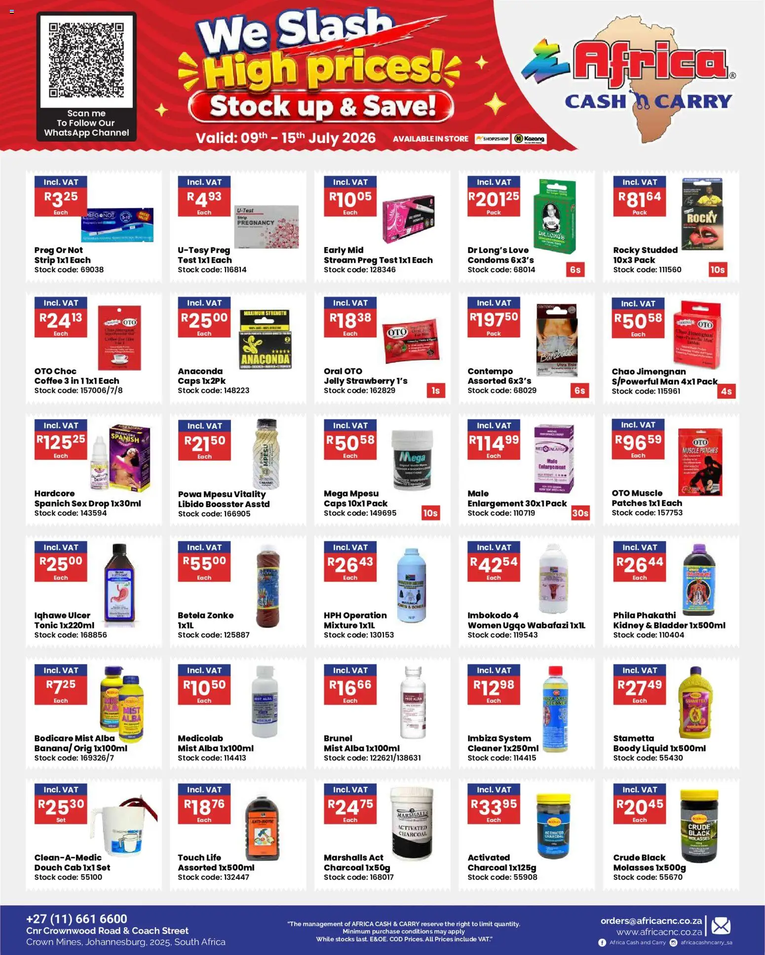 New Africa Cash & Carry catalogue – valid from 09/07/2026 | Page: 20 | Products: Tonic, Coffee, Stock, Caramel