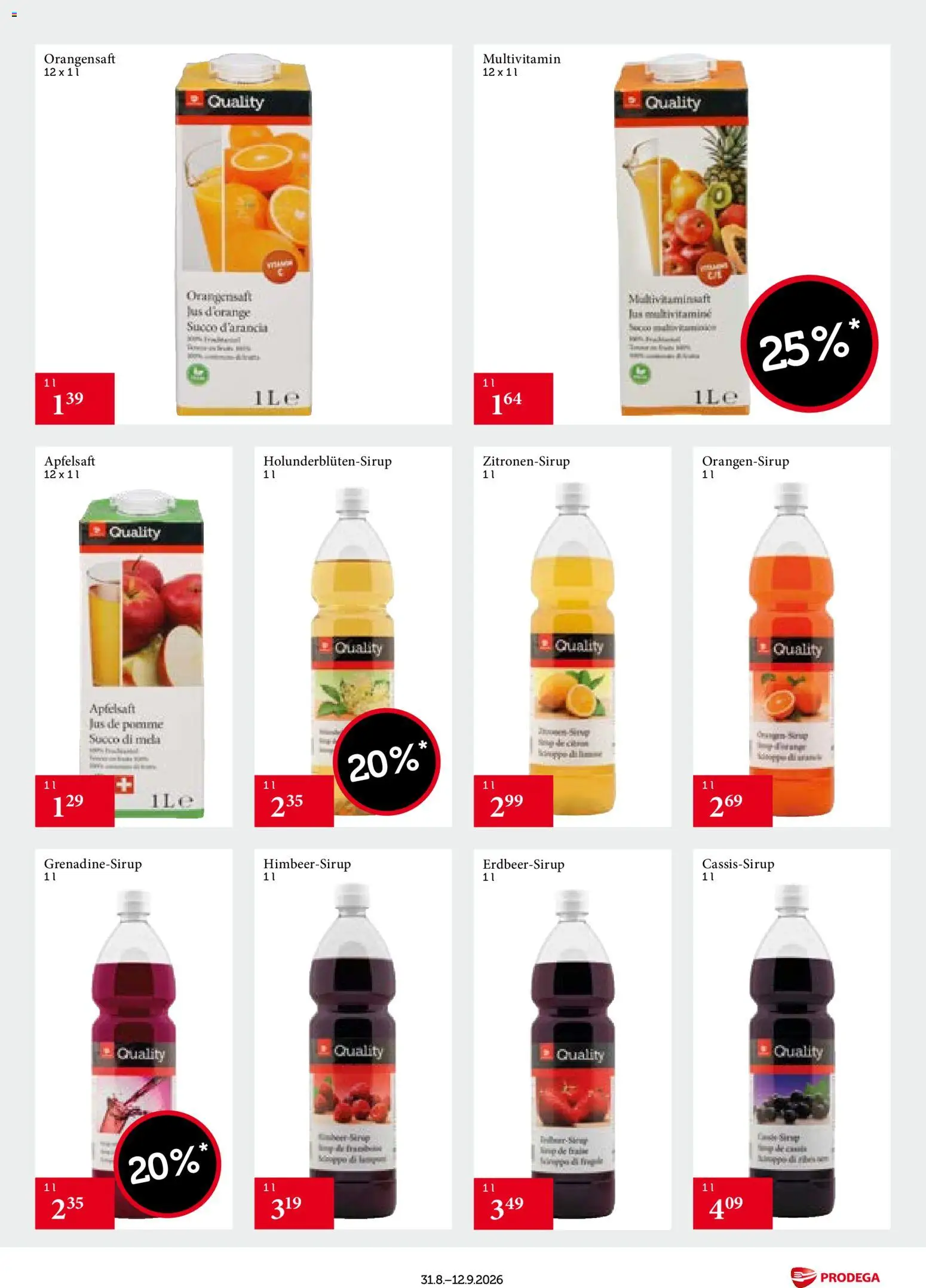 Prodega aktionen Transgourmet Quality – gültig ab 31.08.2026 | Seite: 19 | Produkte: Orangensaft, Apfelsaft