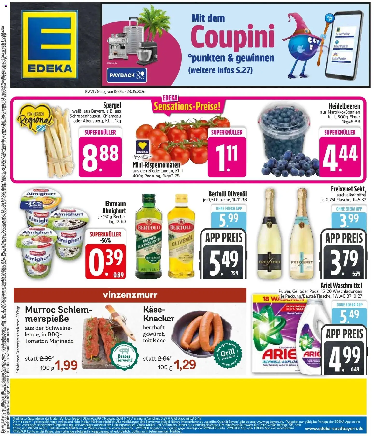 Edeka prospekt Murnau – gültig ab 17.05.2026 | Seite: 4 | Produkte: Käse, Tomaten, Spargel, Waschmittel