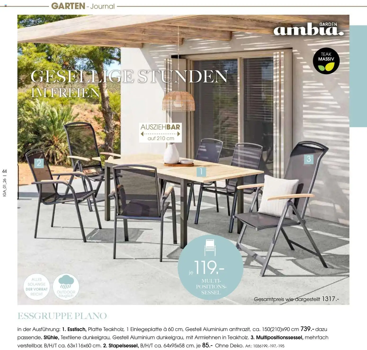Zurbrüggen Garten Unna – gültig ab 19.03.2025 | Seite: 44 | Produkte: Essgruppe, Sessel