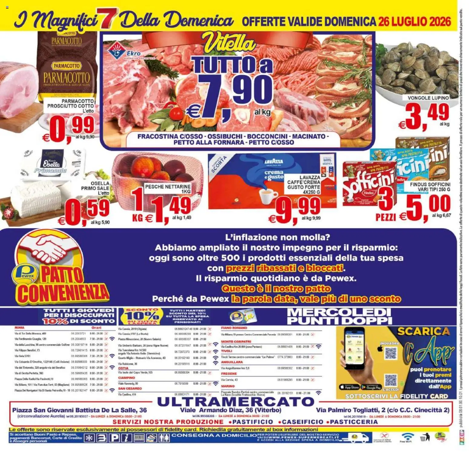 Volantino Pewex del 22/07/2026 | Pagina: 28 | Prodotti: Prosciutto Cotto, Vongole, Lavazza, Macinato