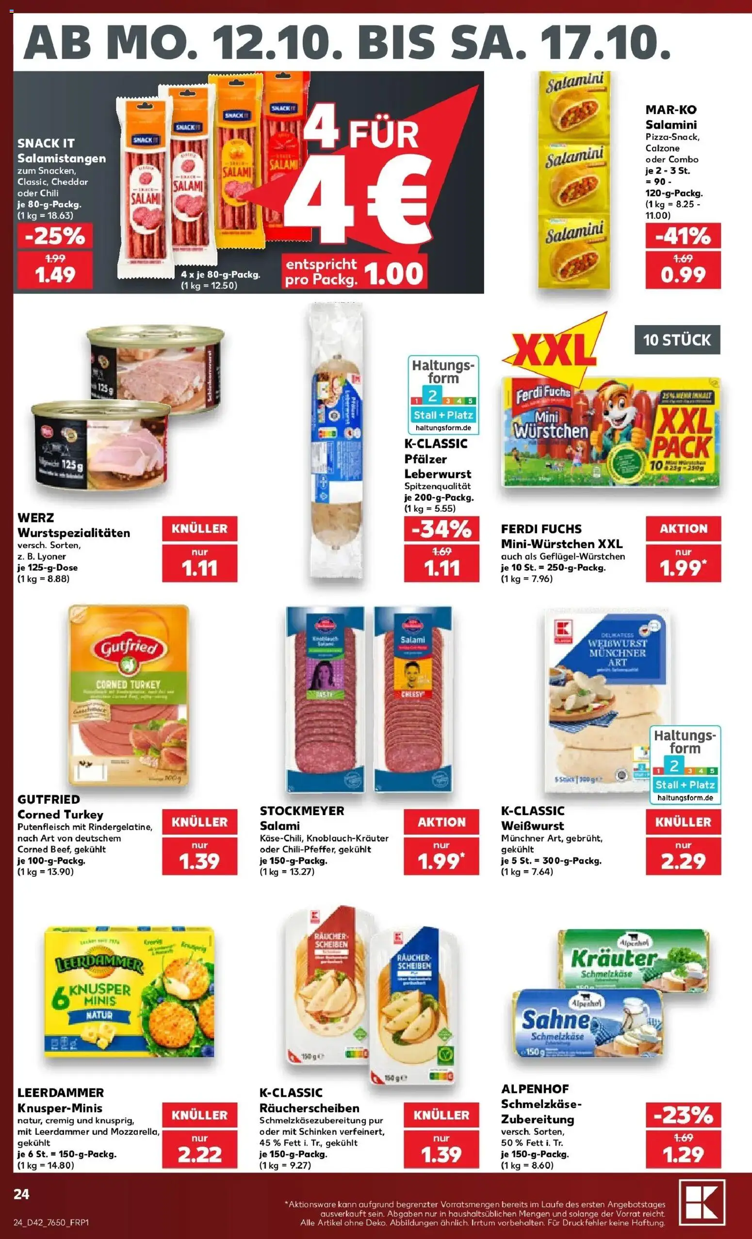 Prospekt Kaufland ab 12.10.2026 » Angebote Online zum Blättern | Seite: 28 | Produkte: Leerdammer, Chili, Salami, Sahne