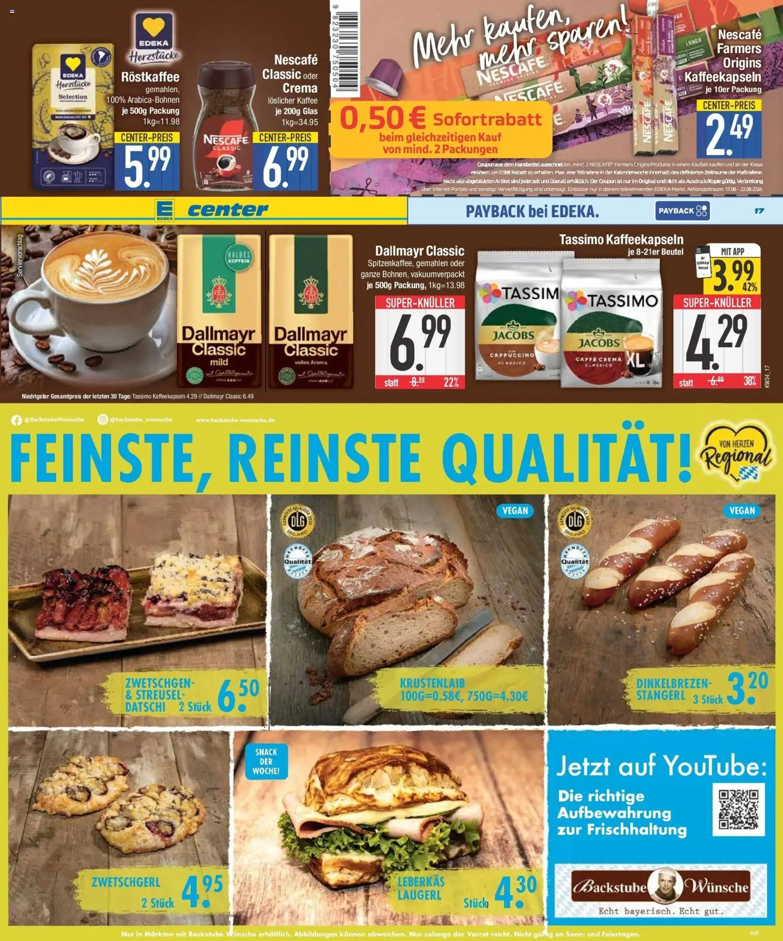 E center Prospekt Deggendorf (ab 17.08.2026) zum Blättern | Seite: 17 | Produkte: Nescafe, Kaffee, Zwetschgen, Dallmayr