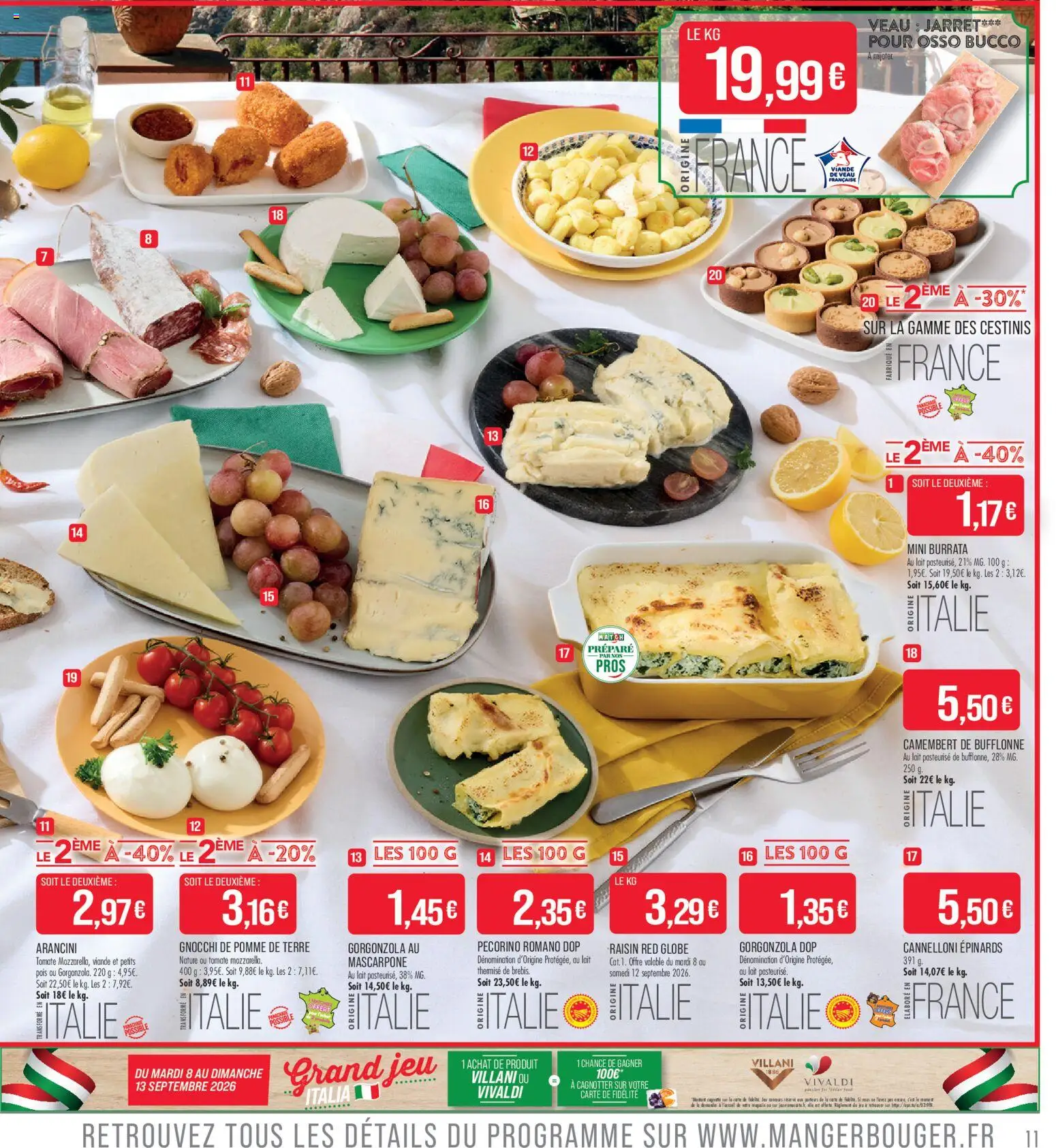 {H1} | Page: 11 | Produits: Pois, Lait, Viande, Camembert de bufflonne