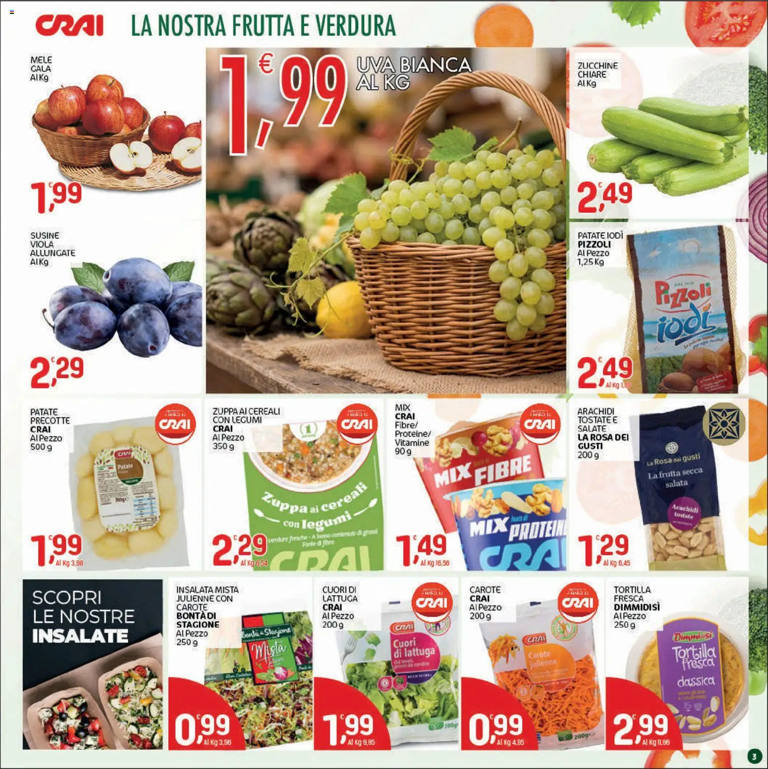 Volantino CRAI del 03/09/2026 | Pagina: 3 | Prodotti: Frutta secca, Patate, Uva, Zucchine