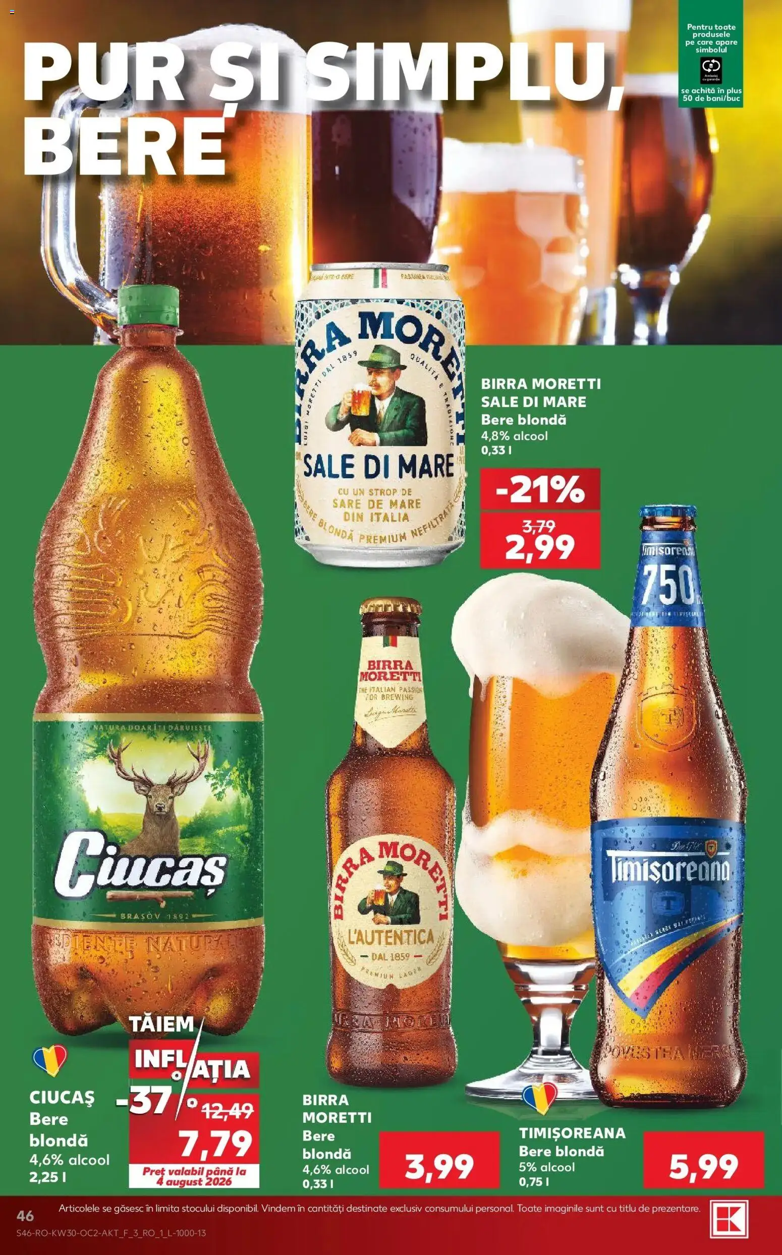 Noul catalog Kaufland – valabil de la 22.07.2026 | Pagină: 46 | Produse: Premium, Bere, Sare, Plus